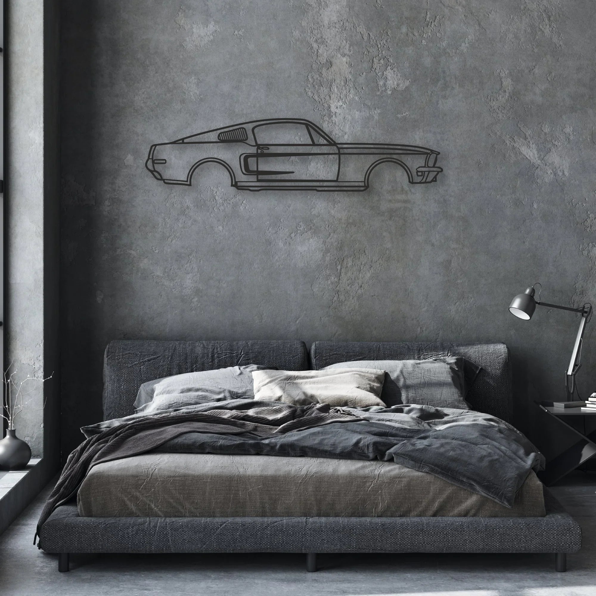 003-MUSTANG gt390-hkn-var MUSTANG Classic Silhouette Metal Wall Art - Automotive Garage Decor