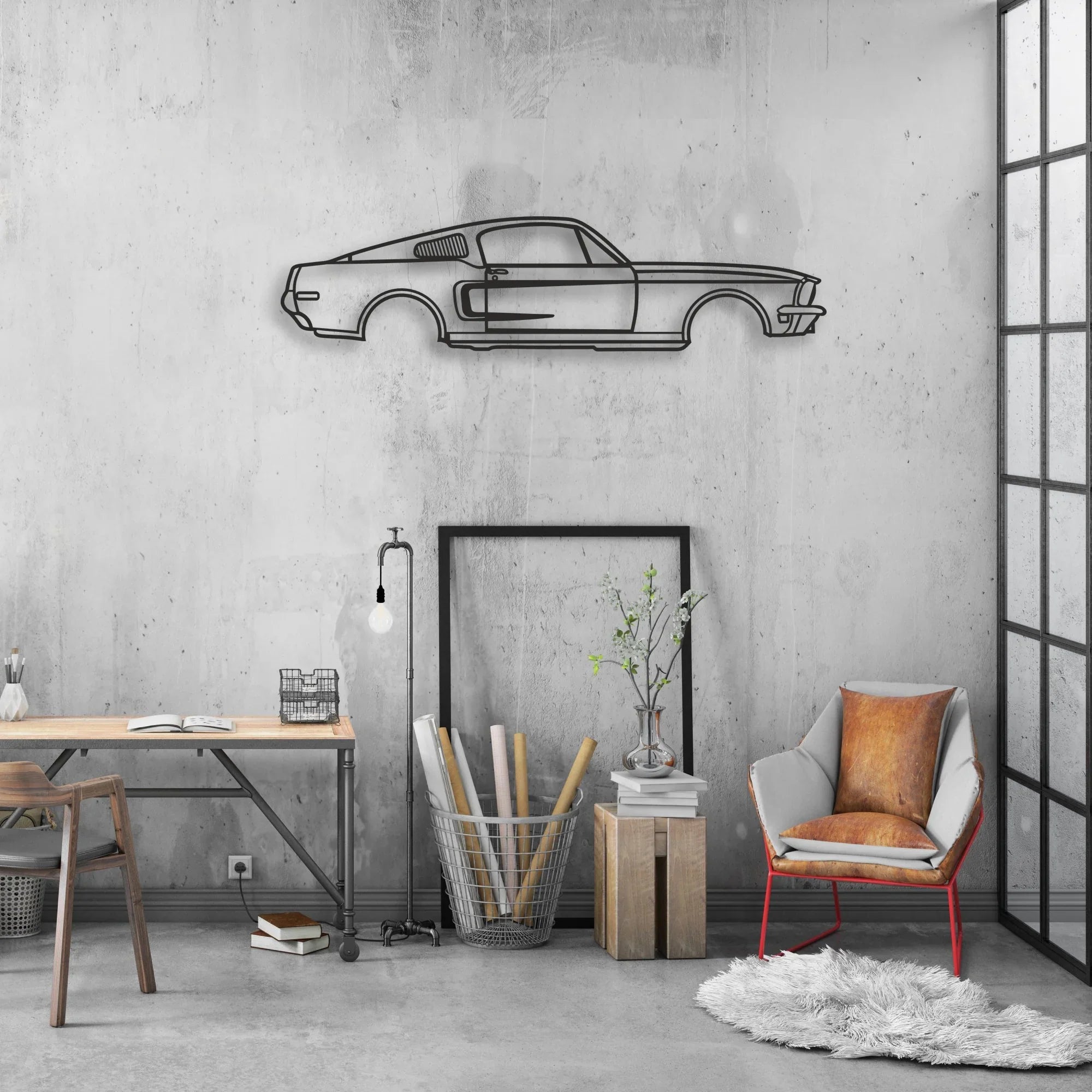 003-MUSTANG gt390-hkn-var MUSTANG Classic Silhouette Metal Wall Art - Automotive Garage Decor