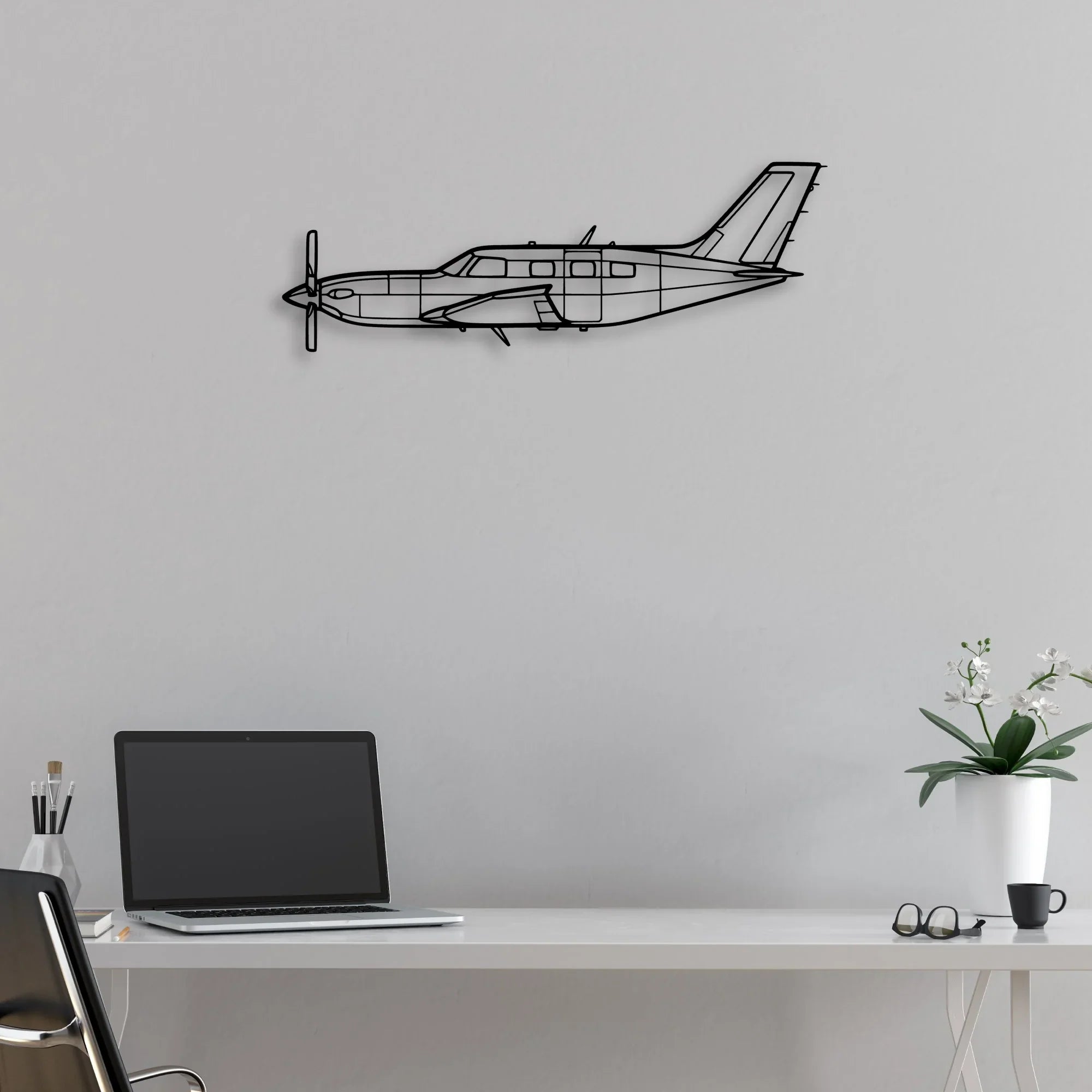 108 2 2 Classic Aircraft Silhouette Metal Wall Art - Aviation Hangar Decor