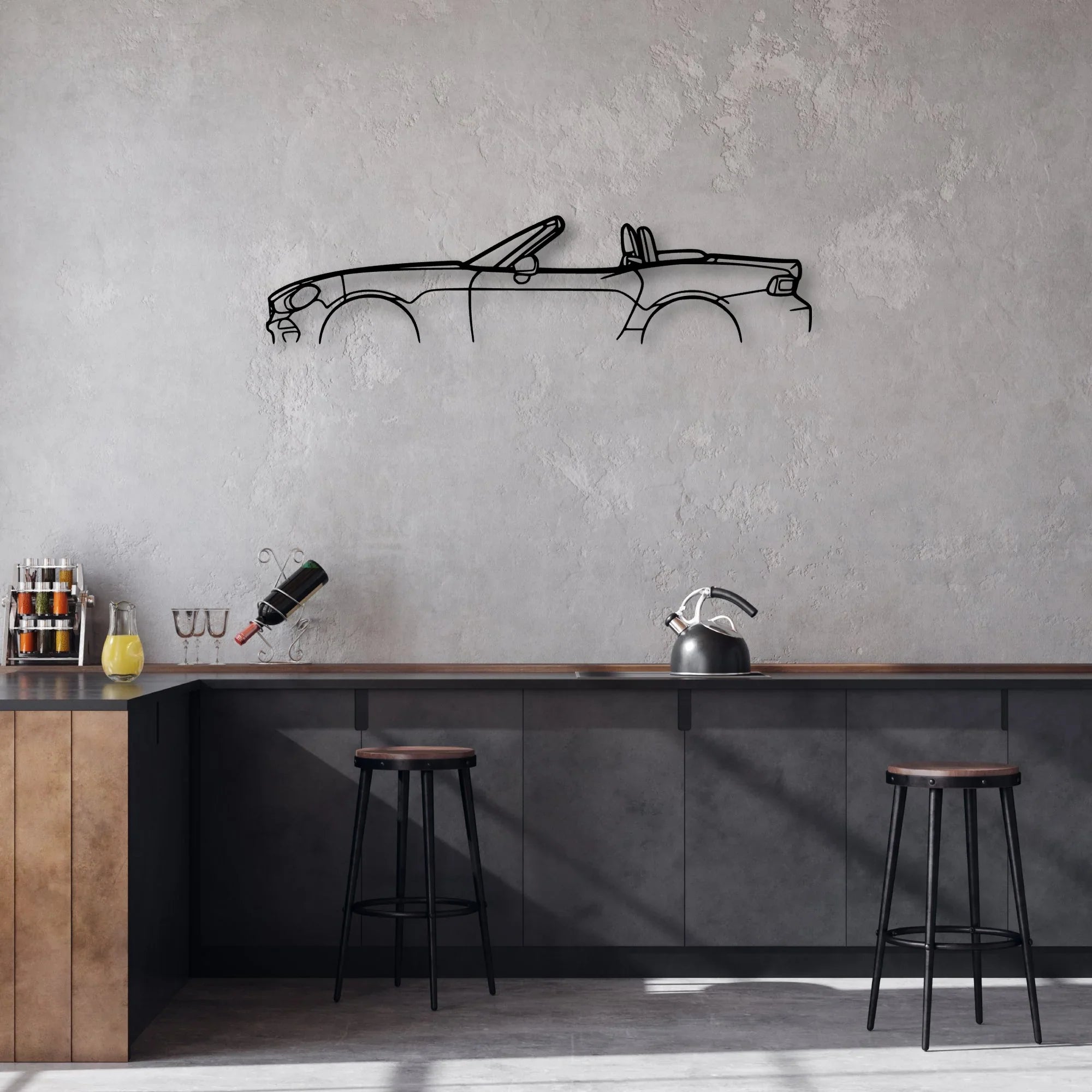 124 Spider 2019 Classic Silhouette Metal Wall Art - Automotive Garage Decor