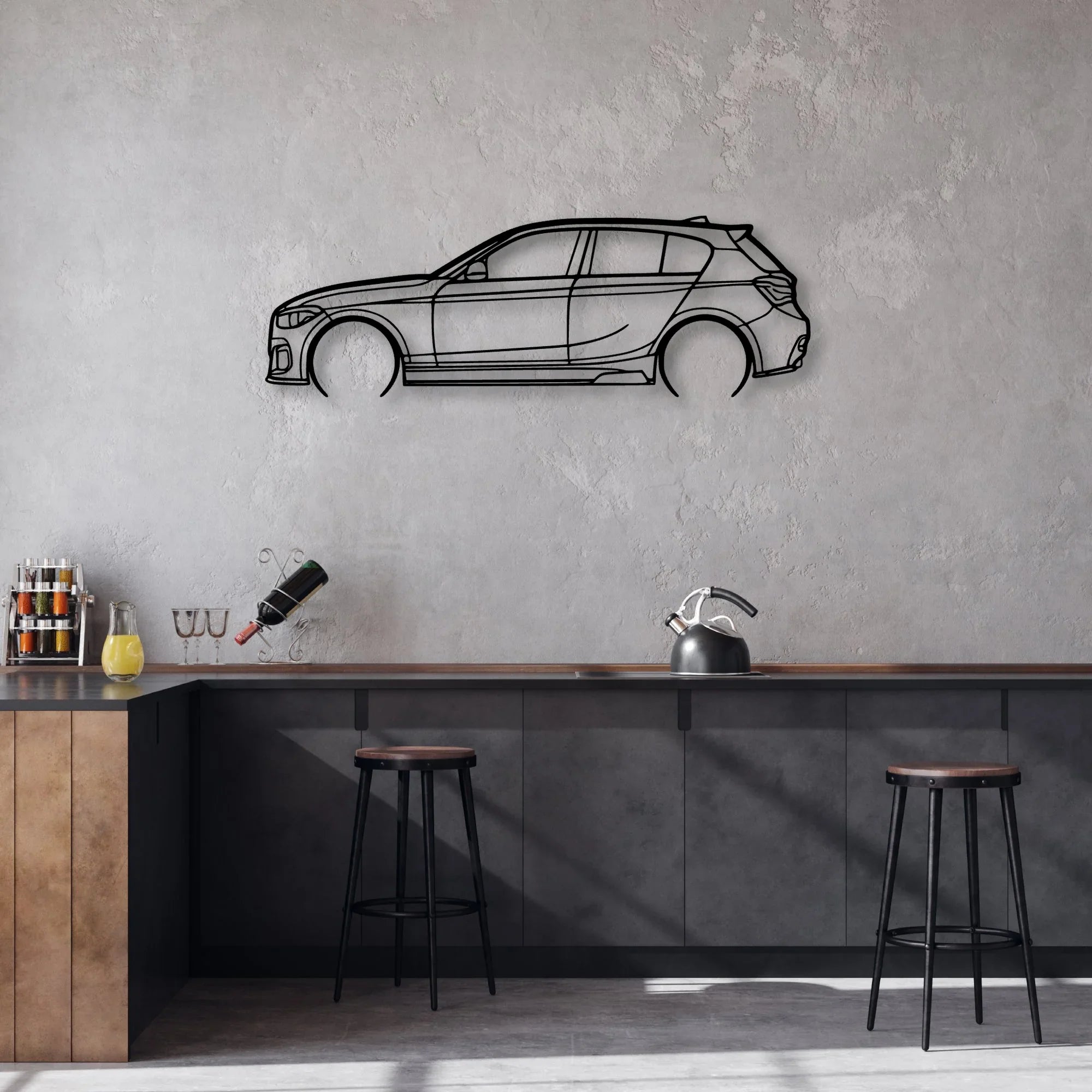140i F20 2 Classic Silhouette Metal Wall Art - Automotive Garage Decor