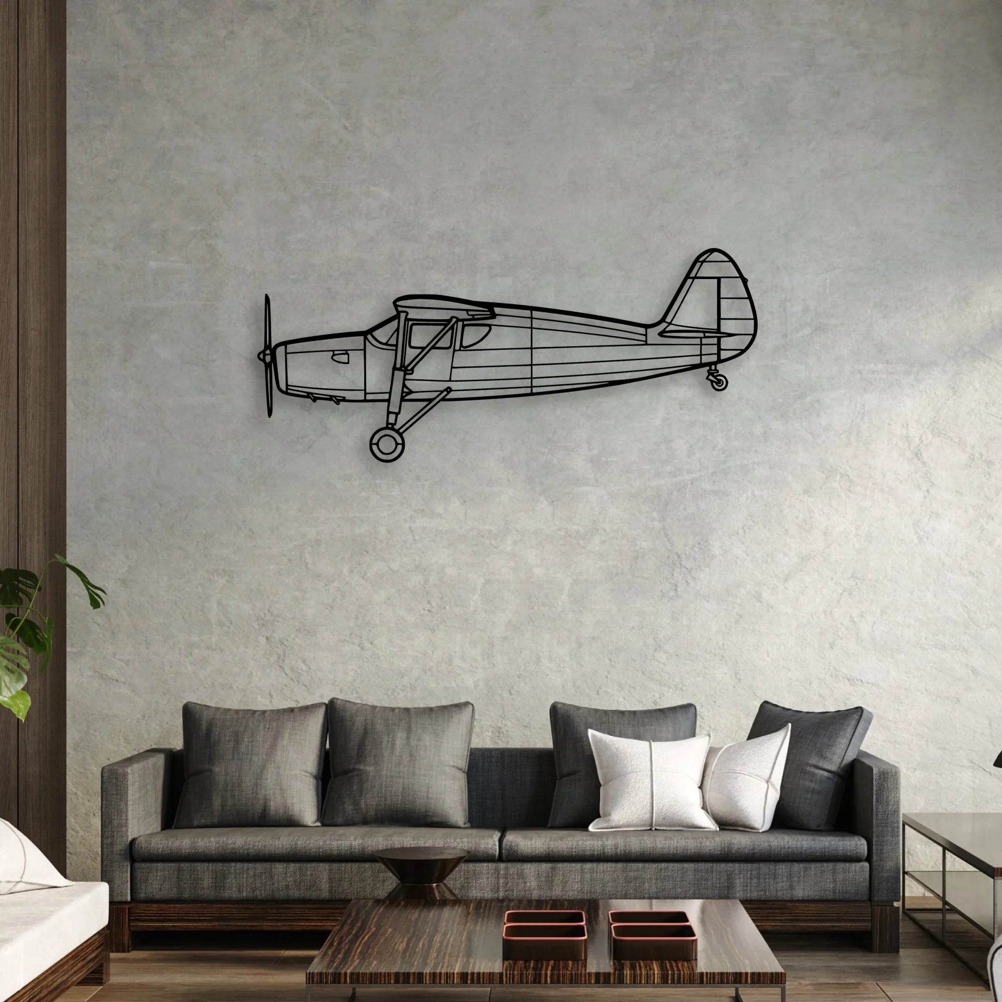 150 2 Classic Aircraft Silhouette Metal Wall Art - Aviation Hangar Decor