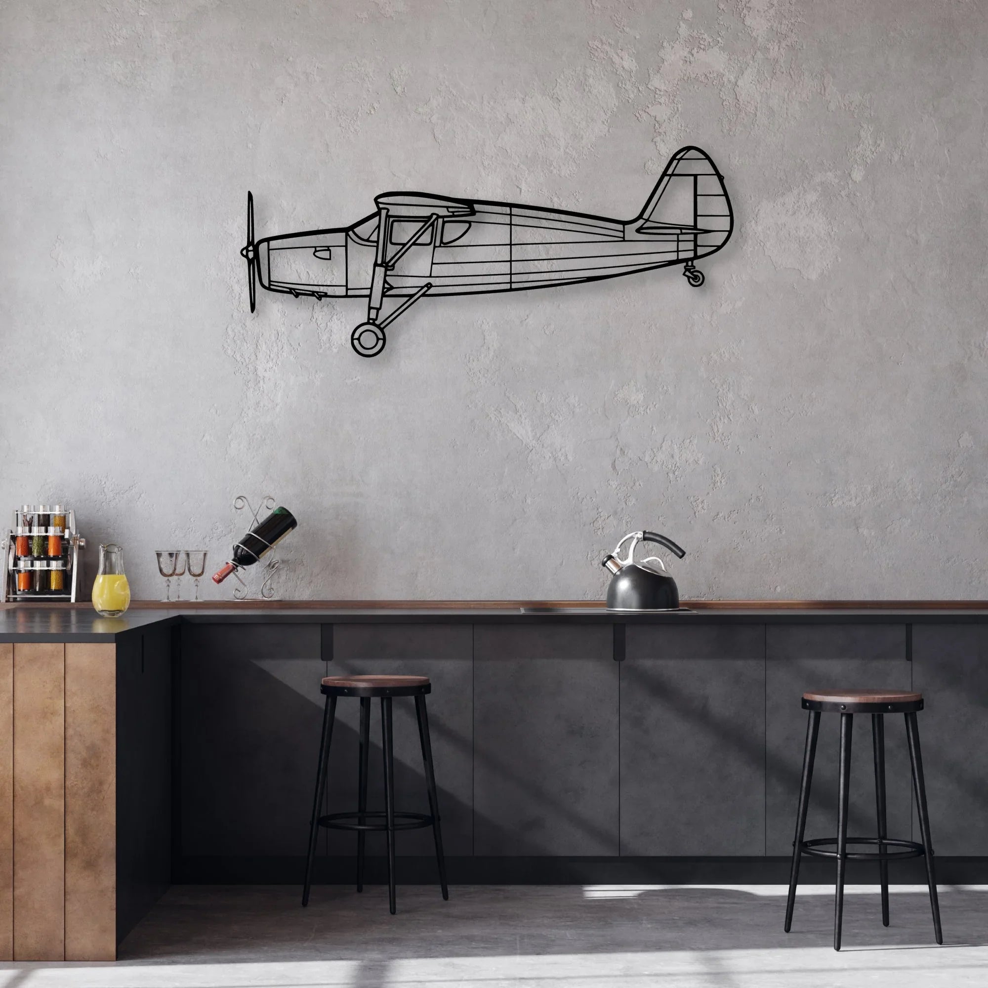 150 2 Classic Aircraft Silhouette Metal Wall Art - Aviation Hangar Decor