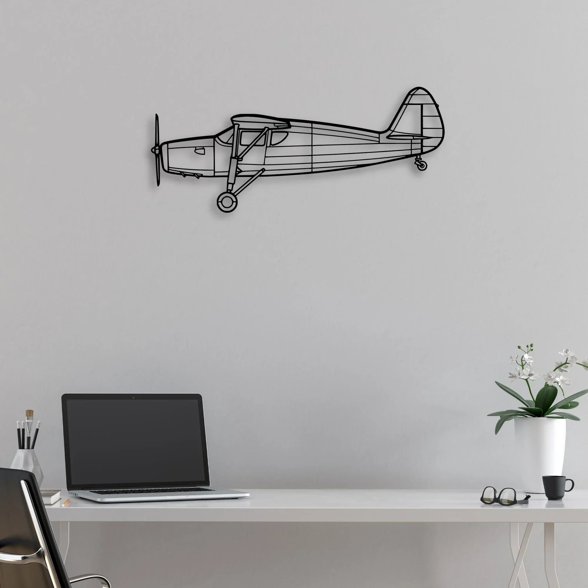 150 2 Classic Aircraft Silhouette Metal Wall Art - Aviation Hangar Decor