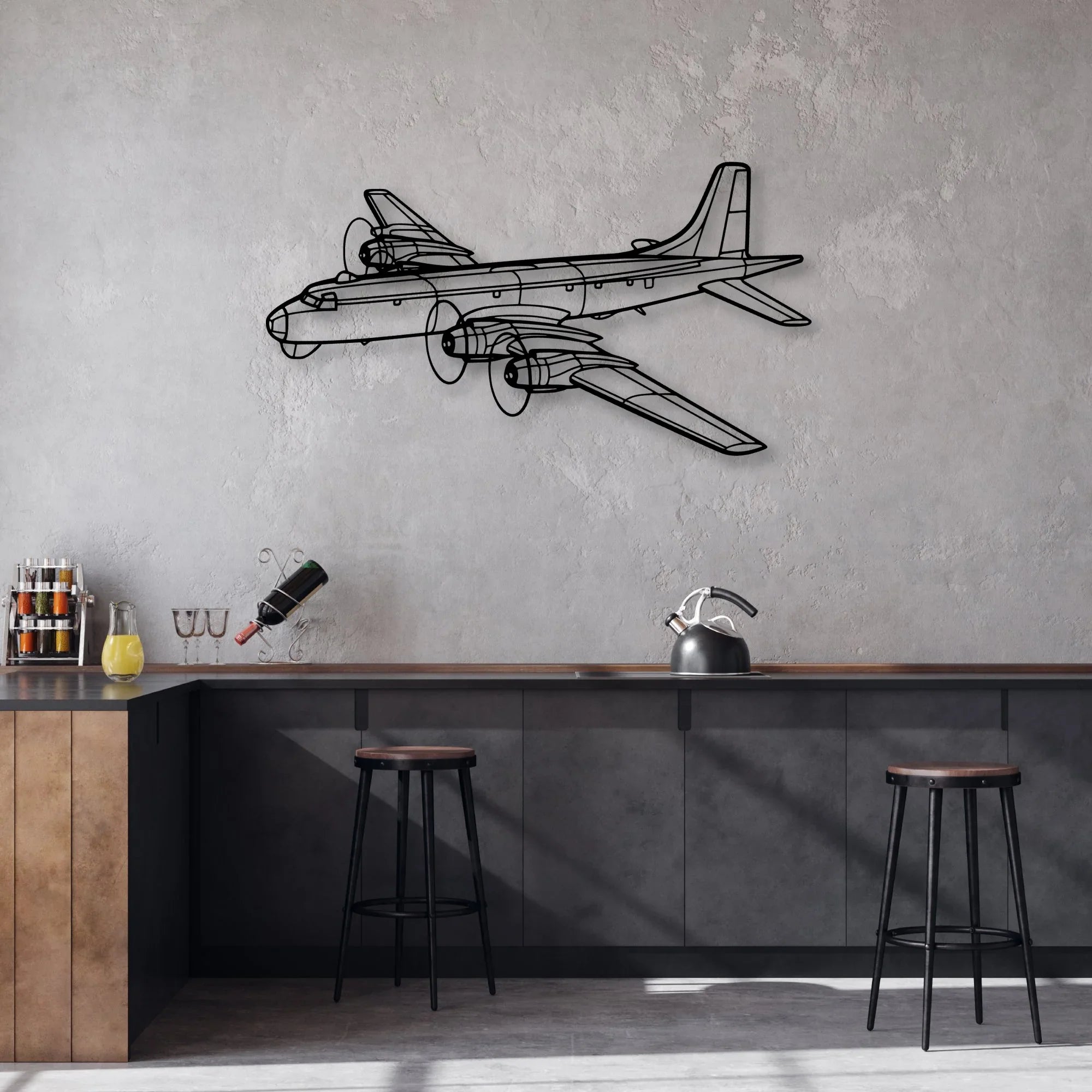 150 4 Classic Aircraft Silhouette Metal Wall Art - Aviation Hangar Decor