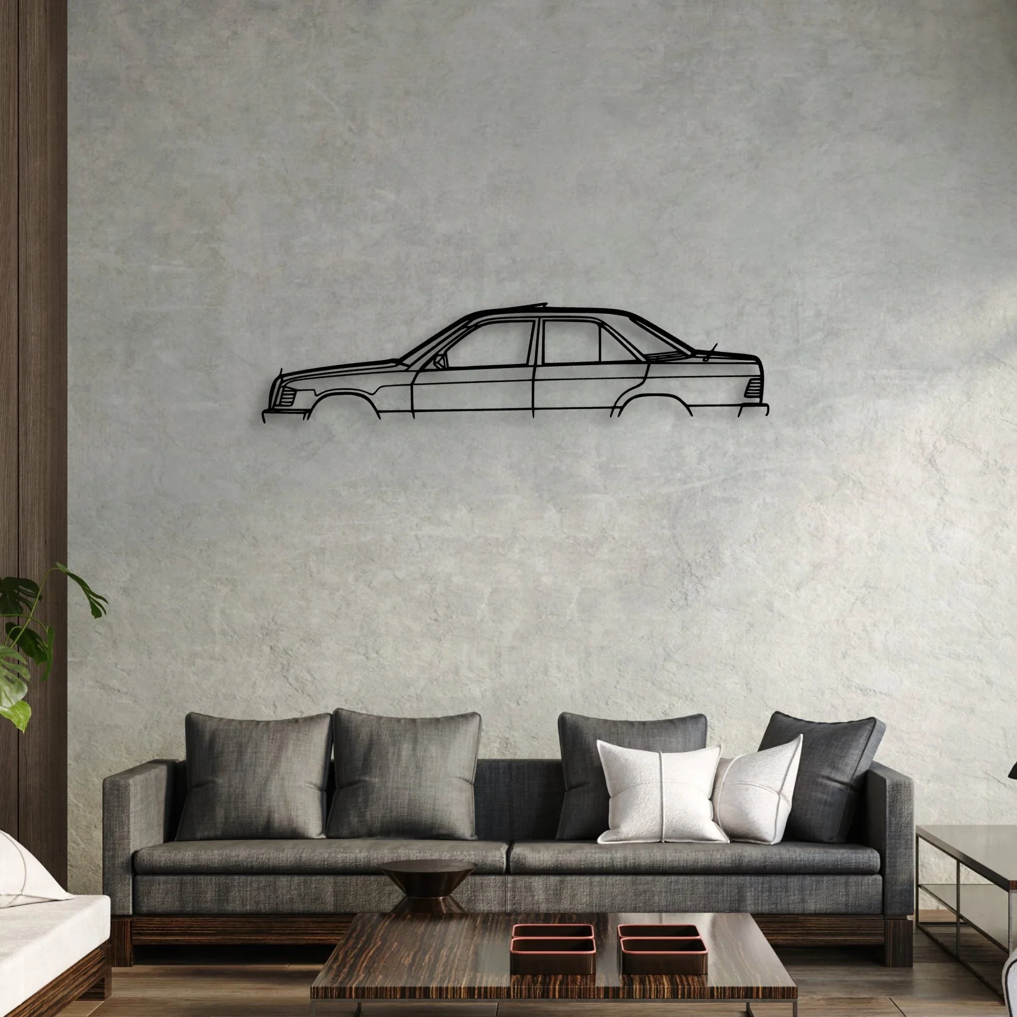 190E 1982 Classic Silhouette Metal Wall Art - Automotive Garage Decor