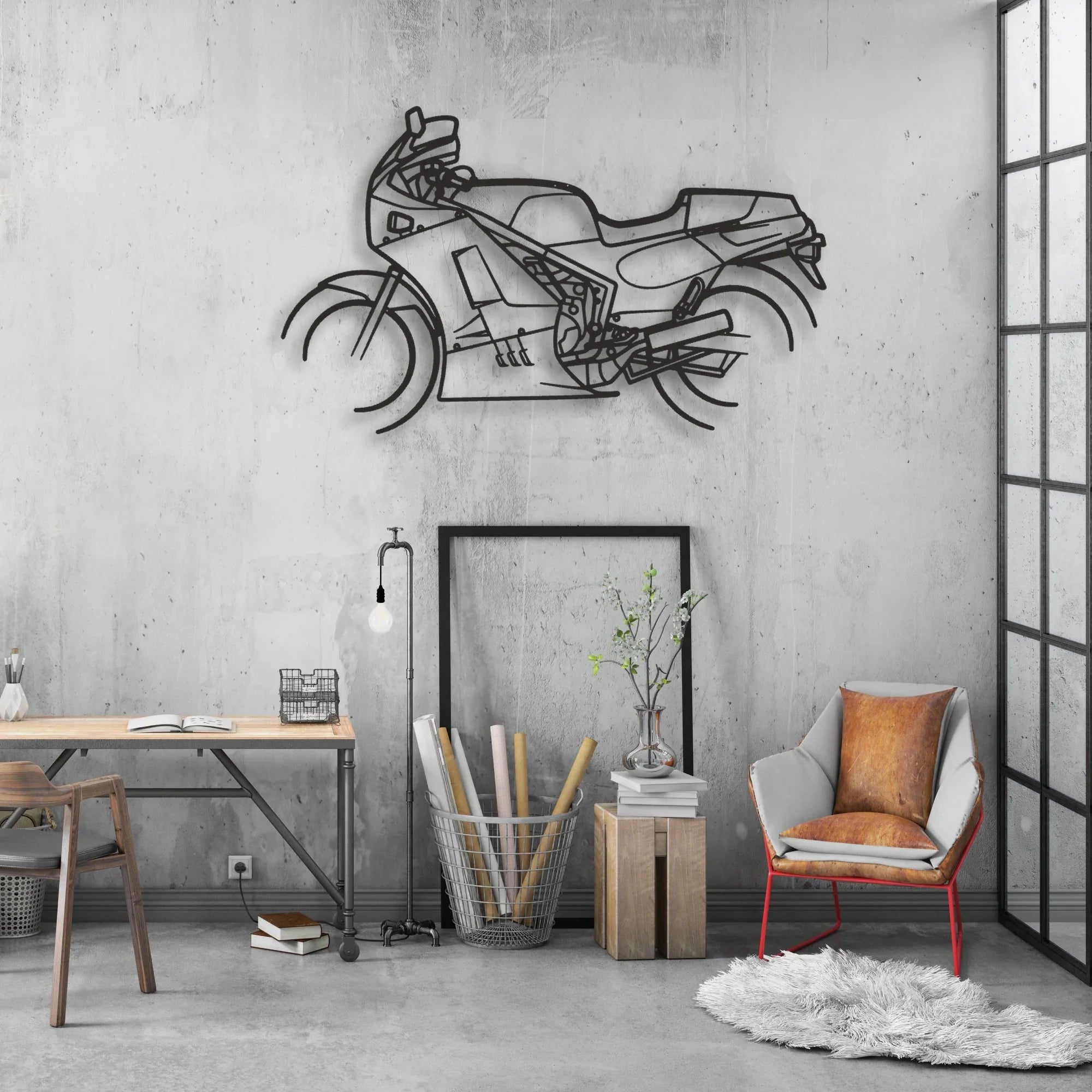 1986 Suzuki RG500 Classic Motorcycle Silhouette Metal Wall Art - Moto Garage Decor