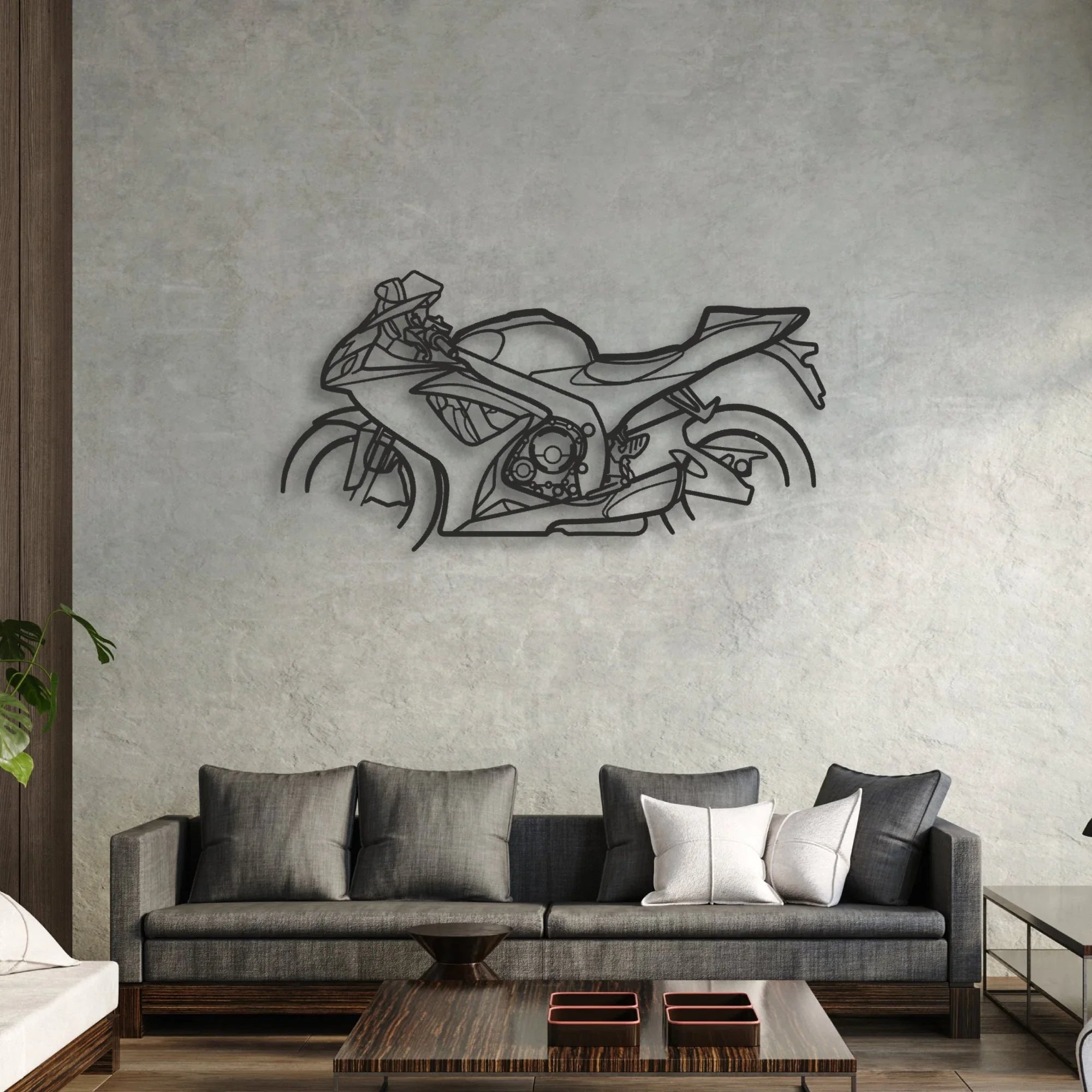 2005 Suzuki GSX-R600 Classic Motorcycle Silhouette Metal Wall Art - Moto Garage Decor