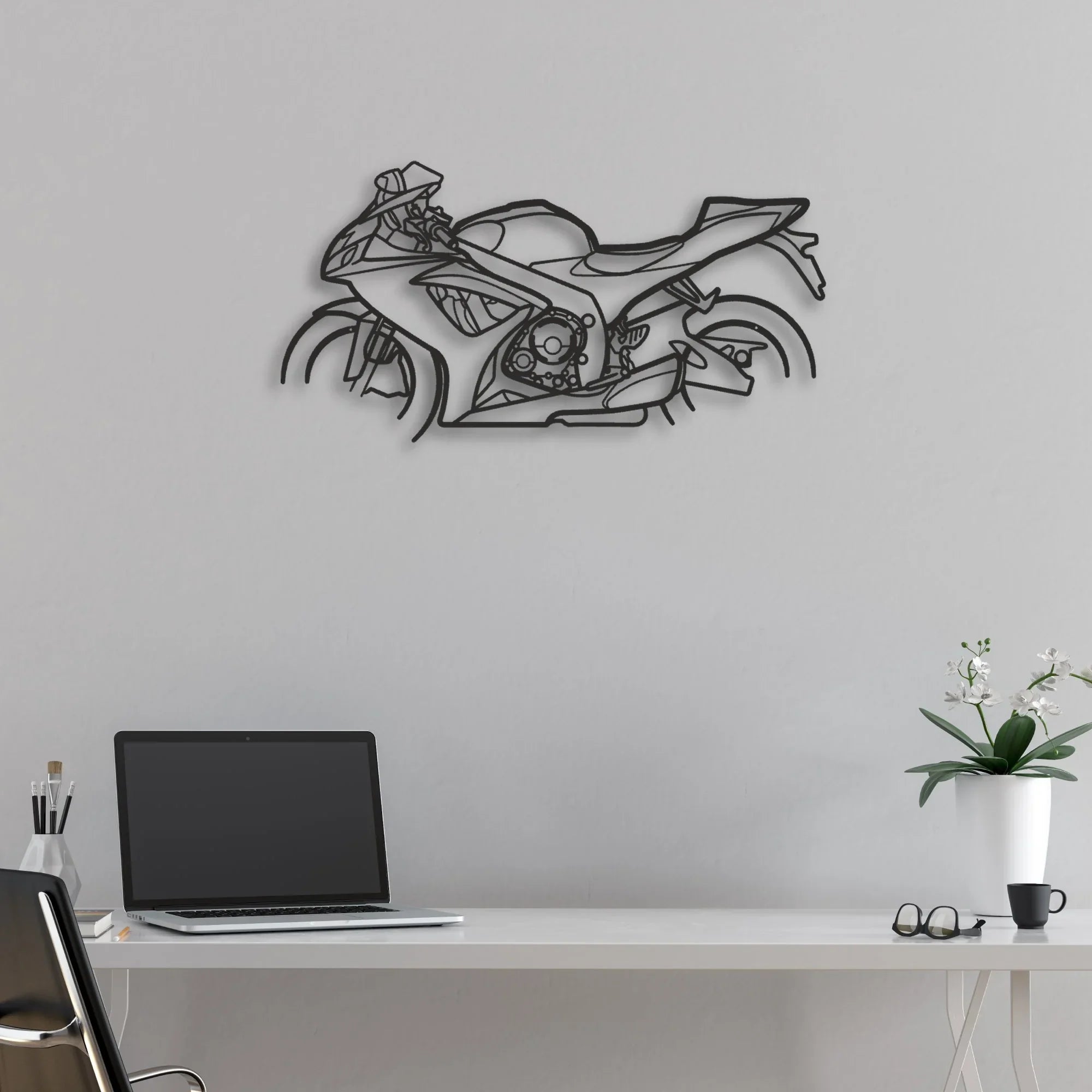 2005 Suzuki GSX-R600 Classic Motorcycle Silhouette Metal Wall Art - Moto Garage Decor