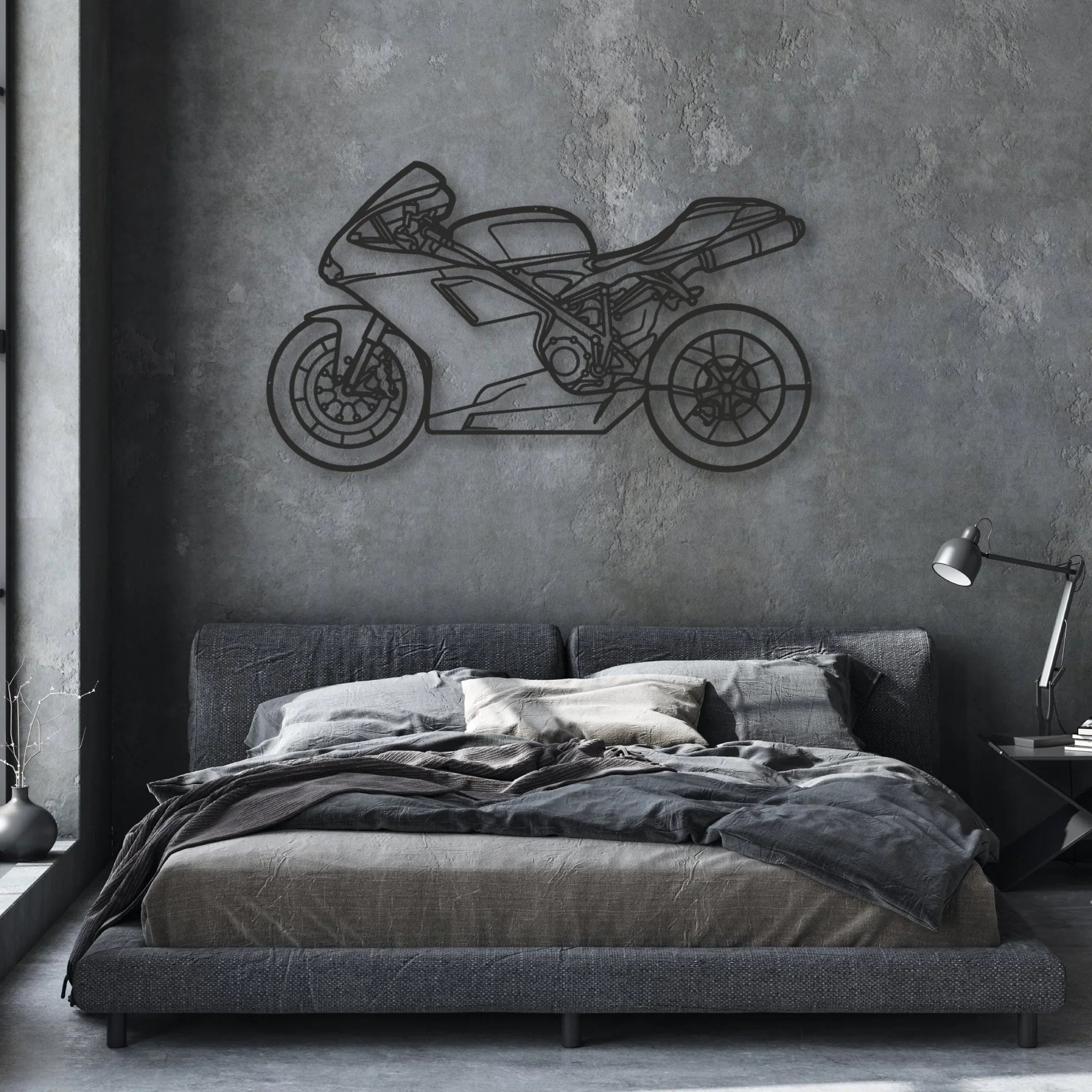 2009 Ducati 848 Classic Motorcycle Silhouette Metal Wall Art - Moto Garage Decor
