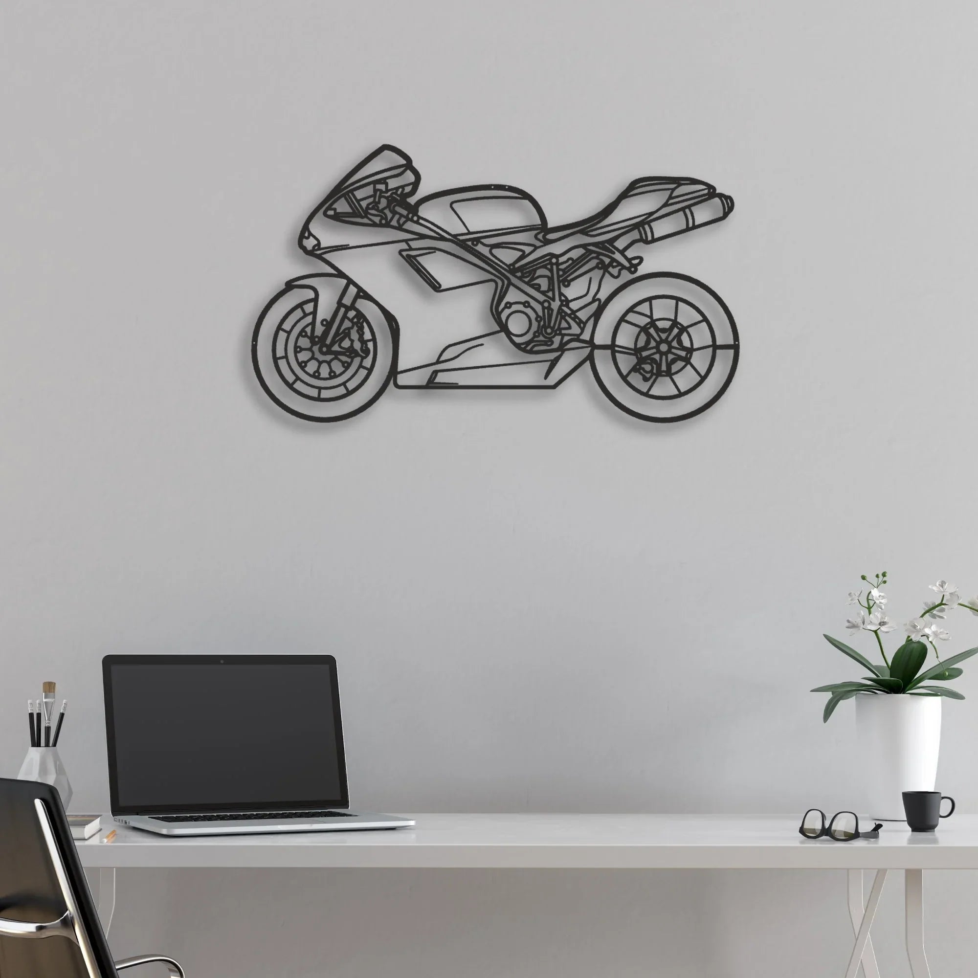 2009 Ducati 848 Classic Motorcycle Silhouette Metal Wall Art - Moto Garage Decor
