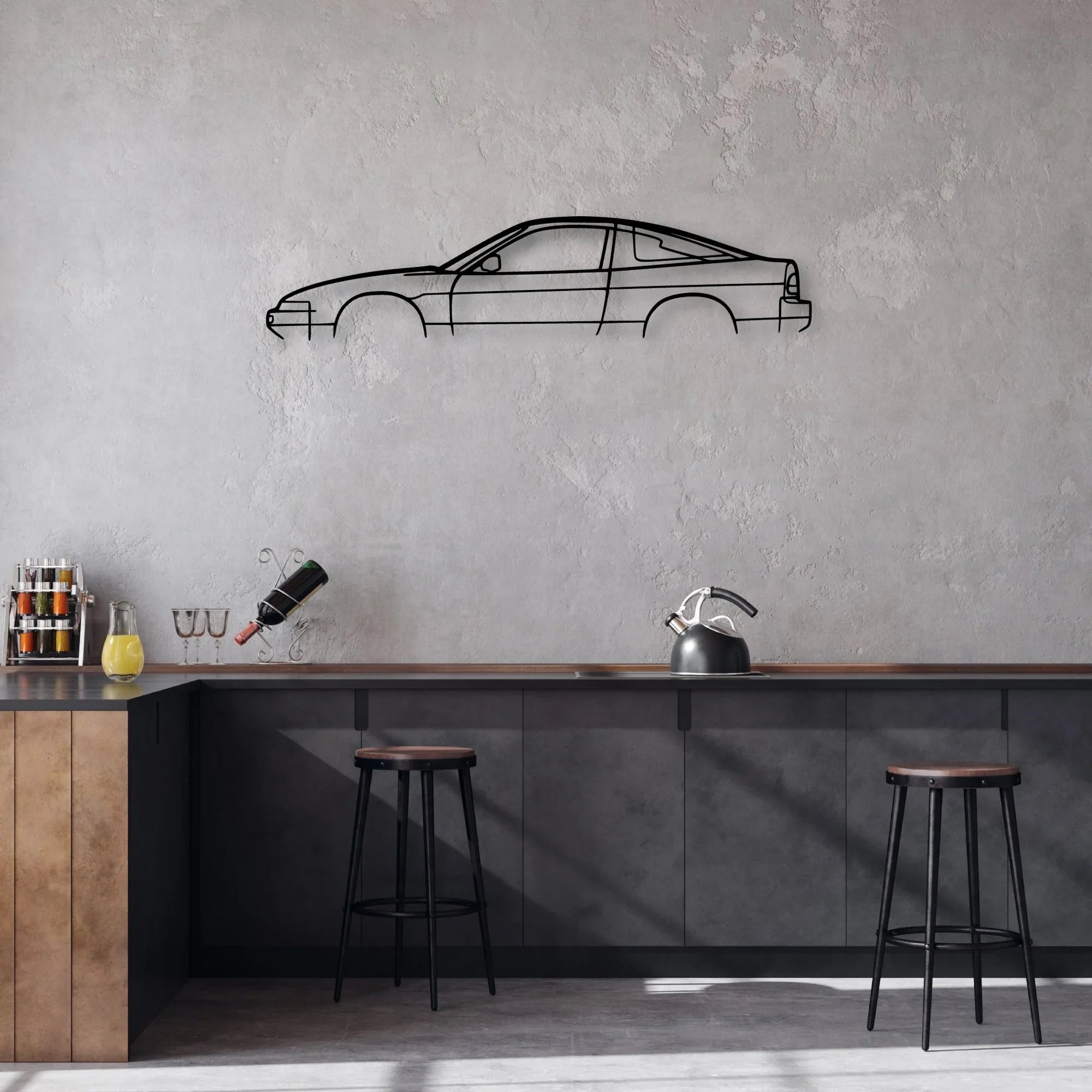 200sx S13 Classic Silhouette Metal Wall Art - Automotive Garage Decor