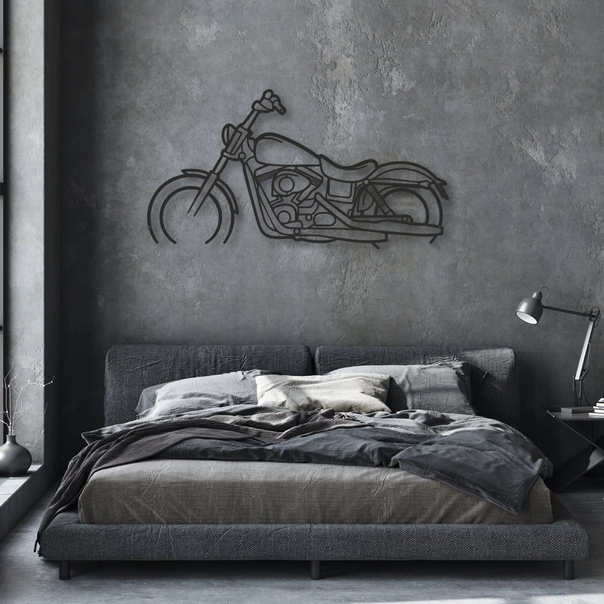 2017 Harley-Davidson Dyna Street Bob Classic Motorcycle Silhouette Metal Wall Art - Moto Garage Decor