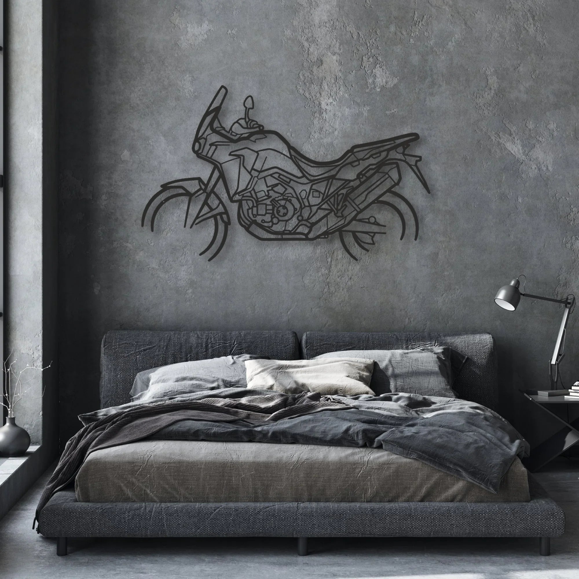 2018 Honda Africa Twin Adventure Sports Classic Motorcycle Silhouette Metal Wall Art - Moto Garage Decor