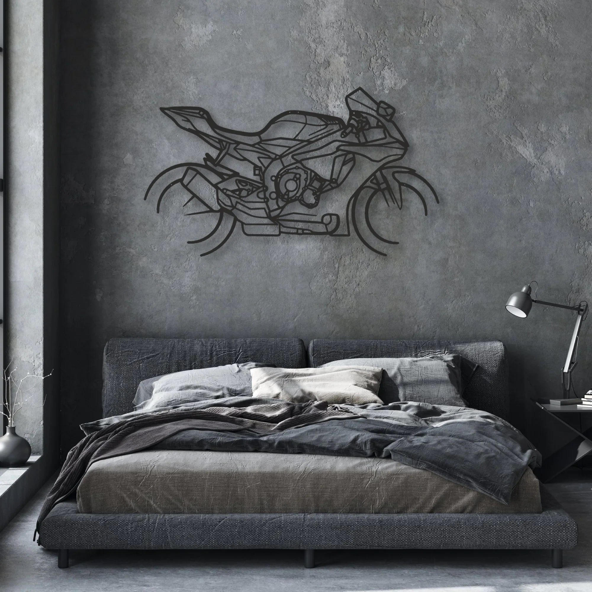 2018 Yamaha YZF-R1 Classic Motorcycle Silhouette Metal Wall Art - Moto Garage Decor