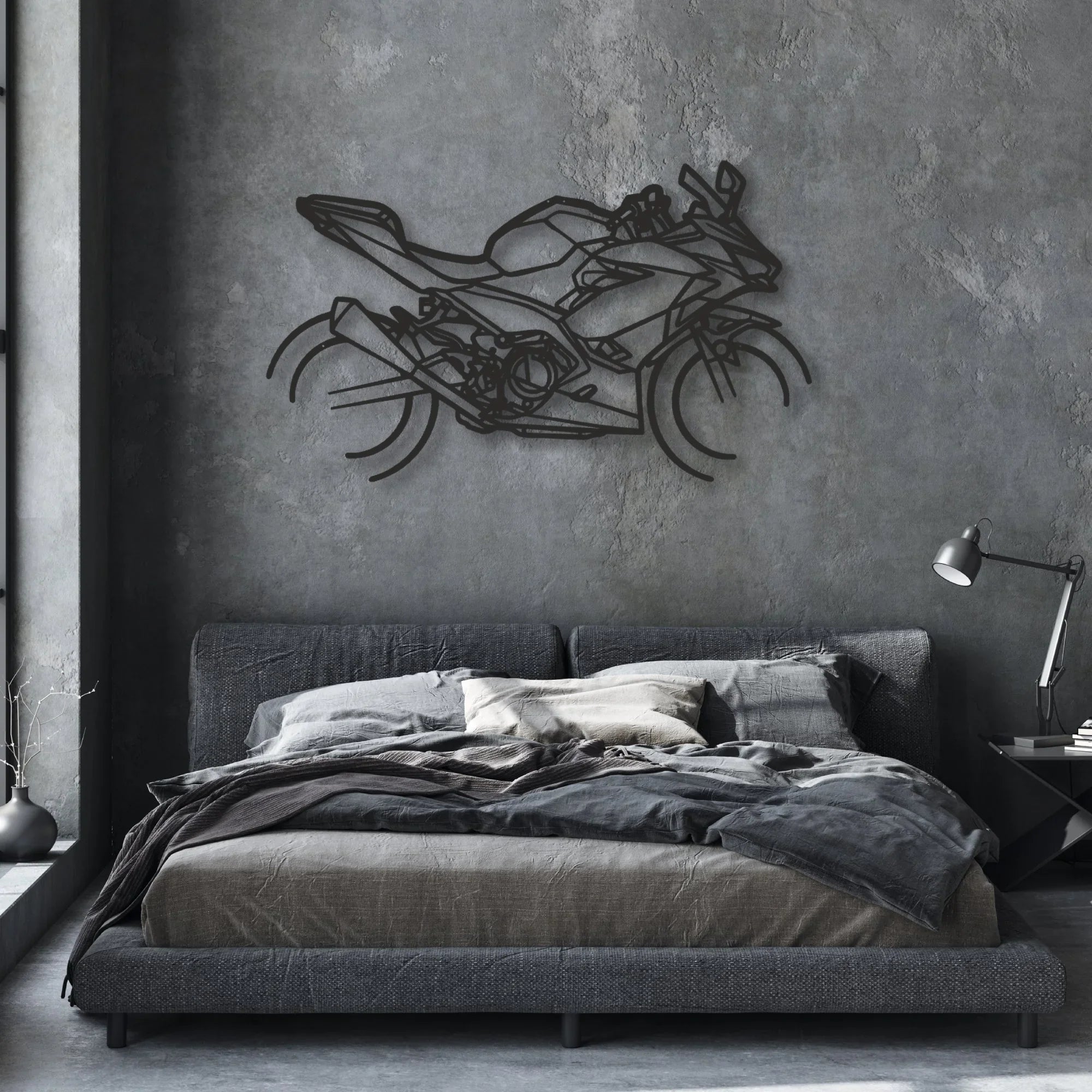 2020 Kawasaki Ninja 400 Classic Motorcycle Silhouette Metal Wall Art - Moto Garage Decor