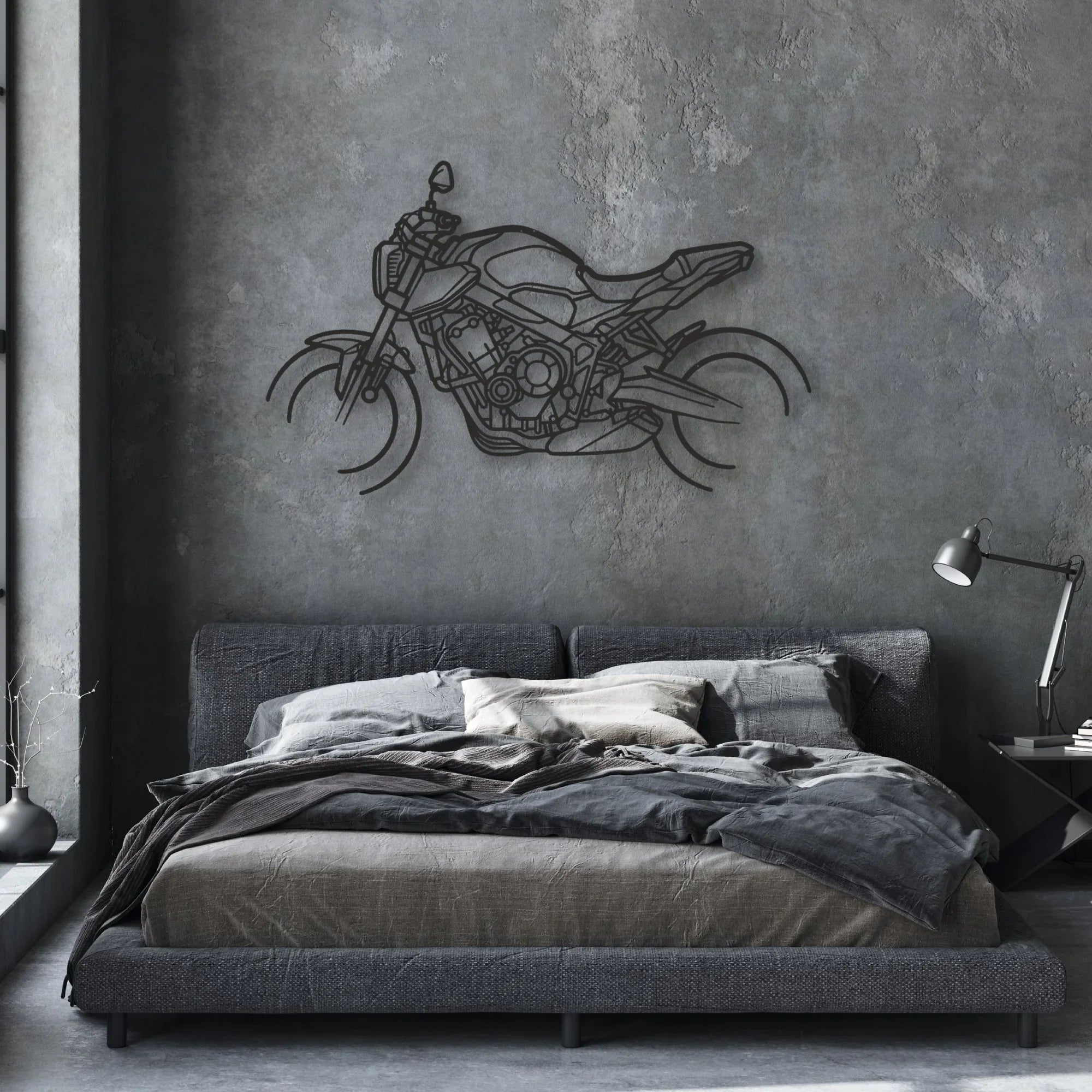 2021 Honda CB650R Classic Motorcycle Silhouette Metal Wall Art - Moto Garage Decor