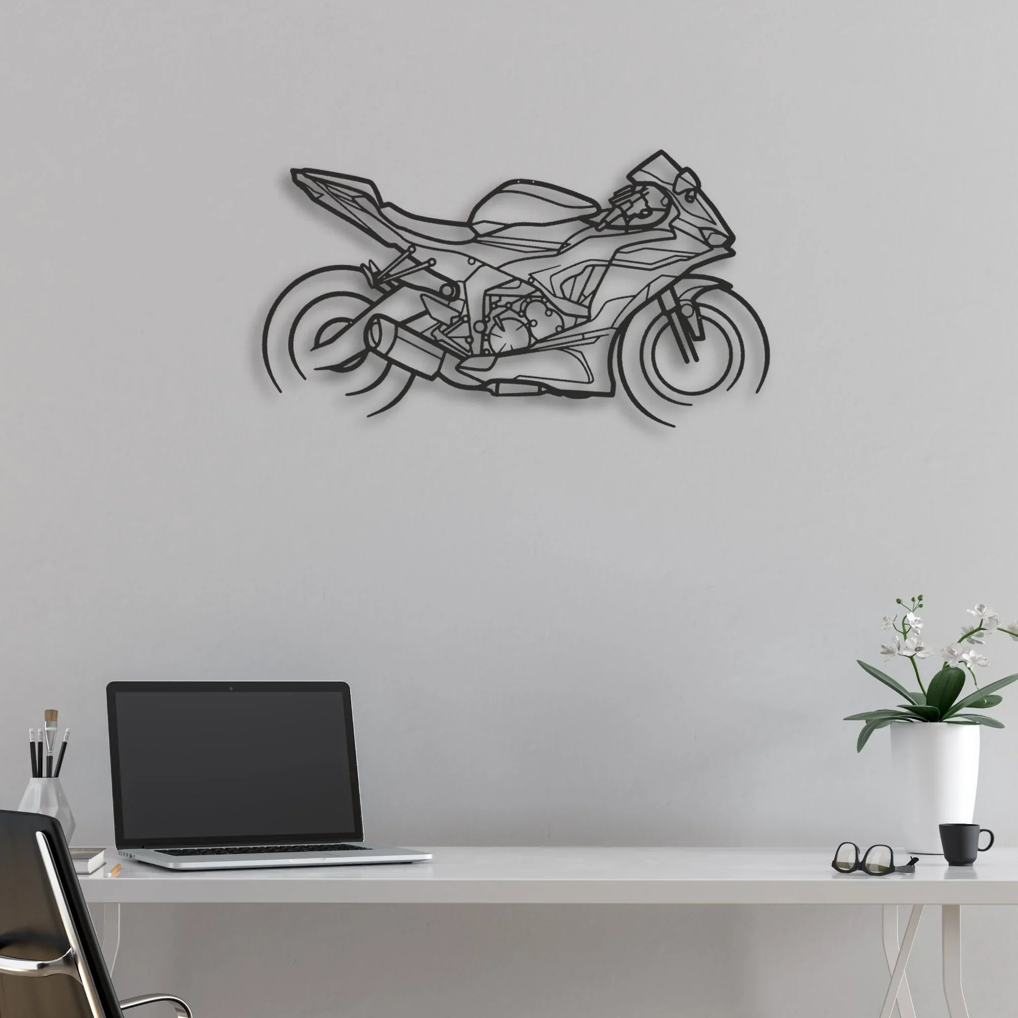 2021 Kawasaki Ninja ZX-6R Classic Motorcycle Silhouette Metal Wall Art - Moto Garage Decor