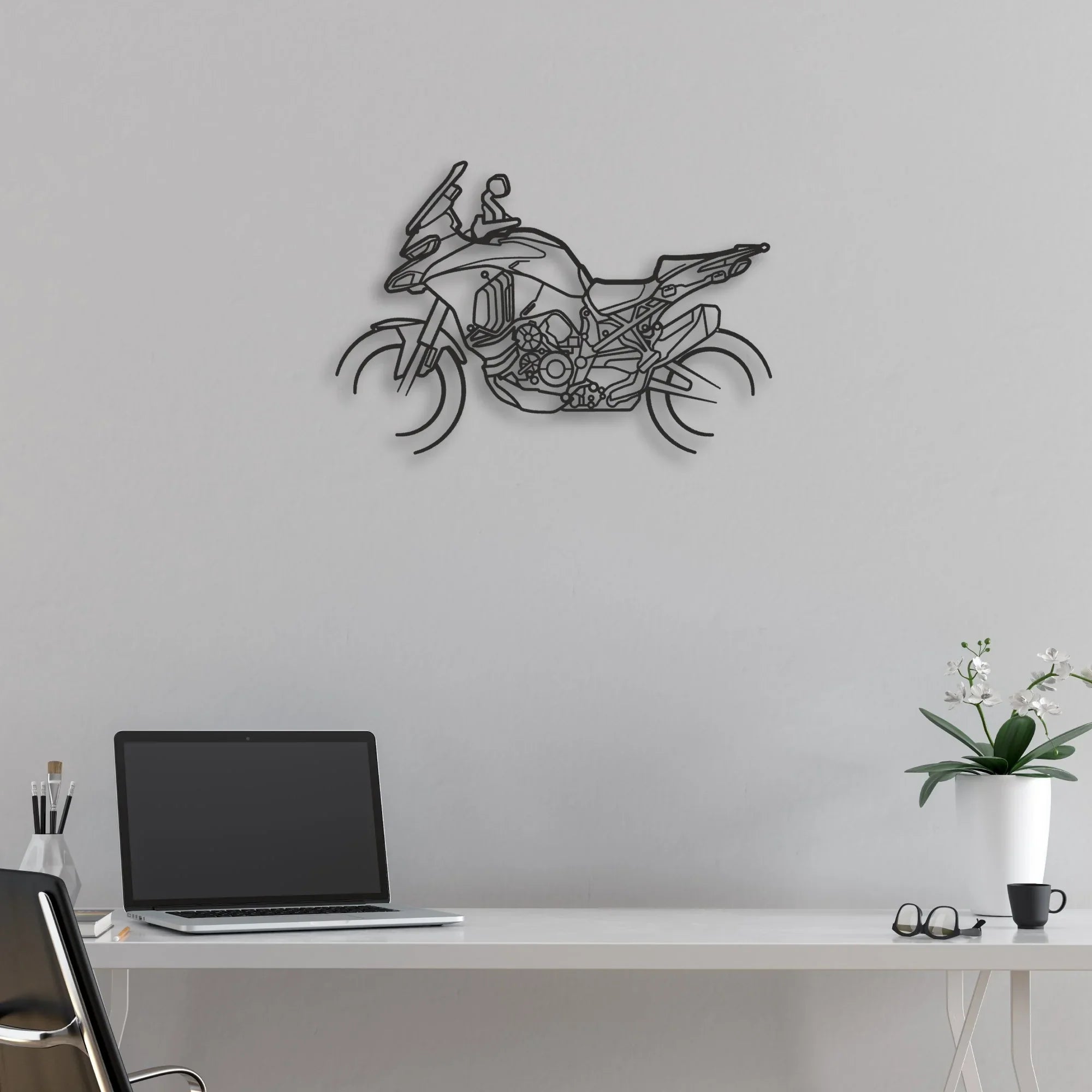 2024 Ducati Multistrada V4 S Classic Motorcycle Silhouette Metal Wall Art - Moto Garage Decor