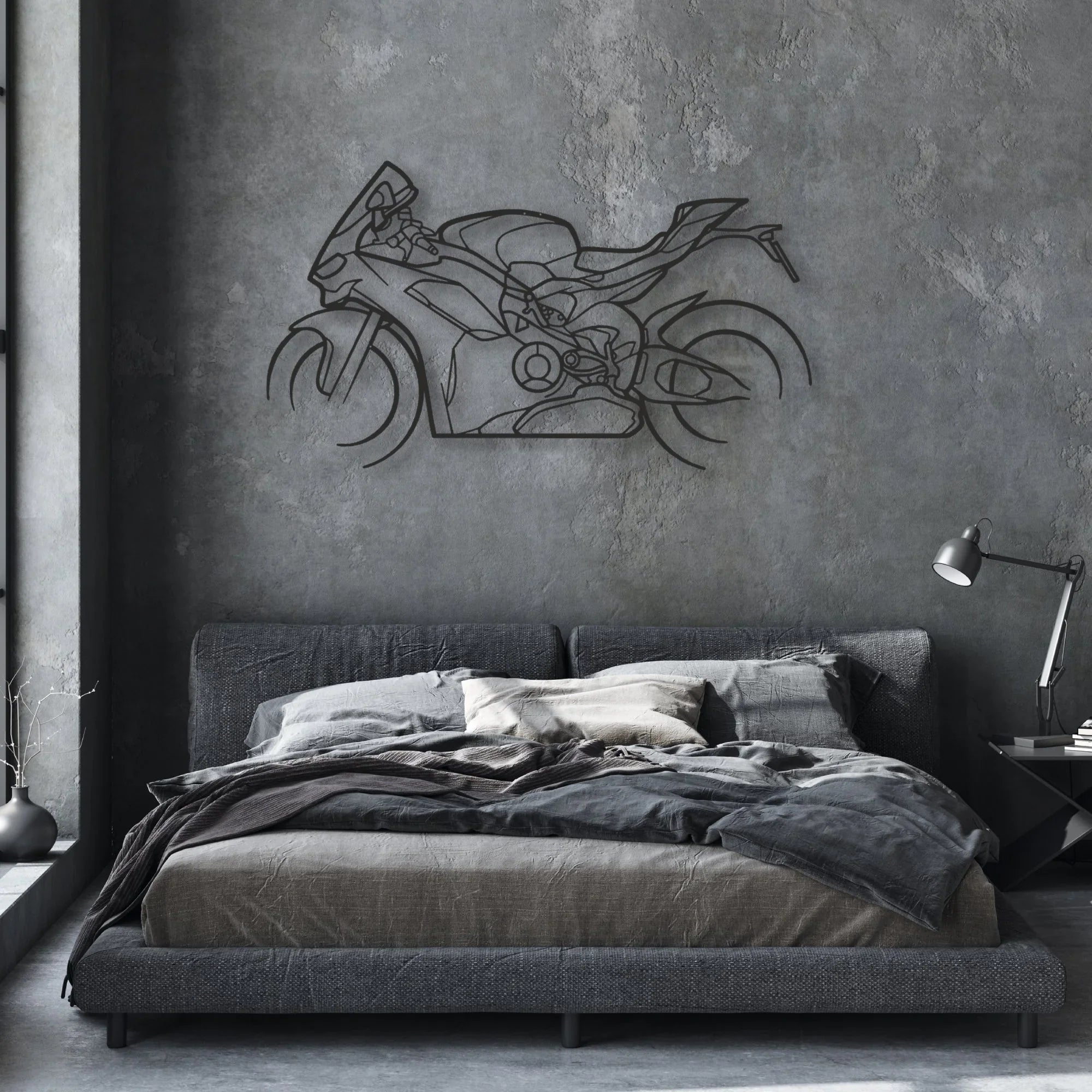 2024 Ducati Panigale V2 Classic Motorcycle Silhouette Metal Wall Art - Moto Garage Decor