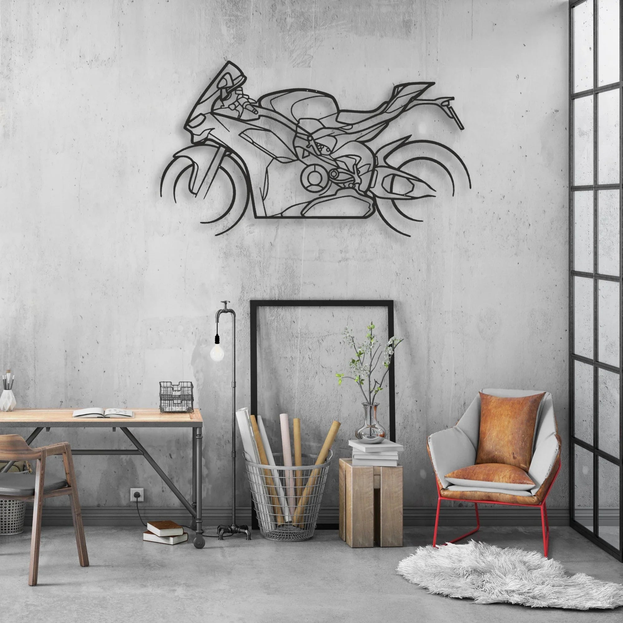2024 Ducati Panigale V2 Classic Motorcycle Silhouette Metal Wall Art - Moto Garage Decor