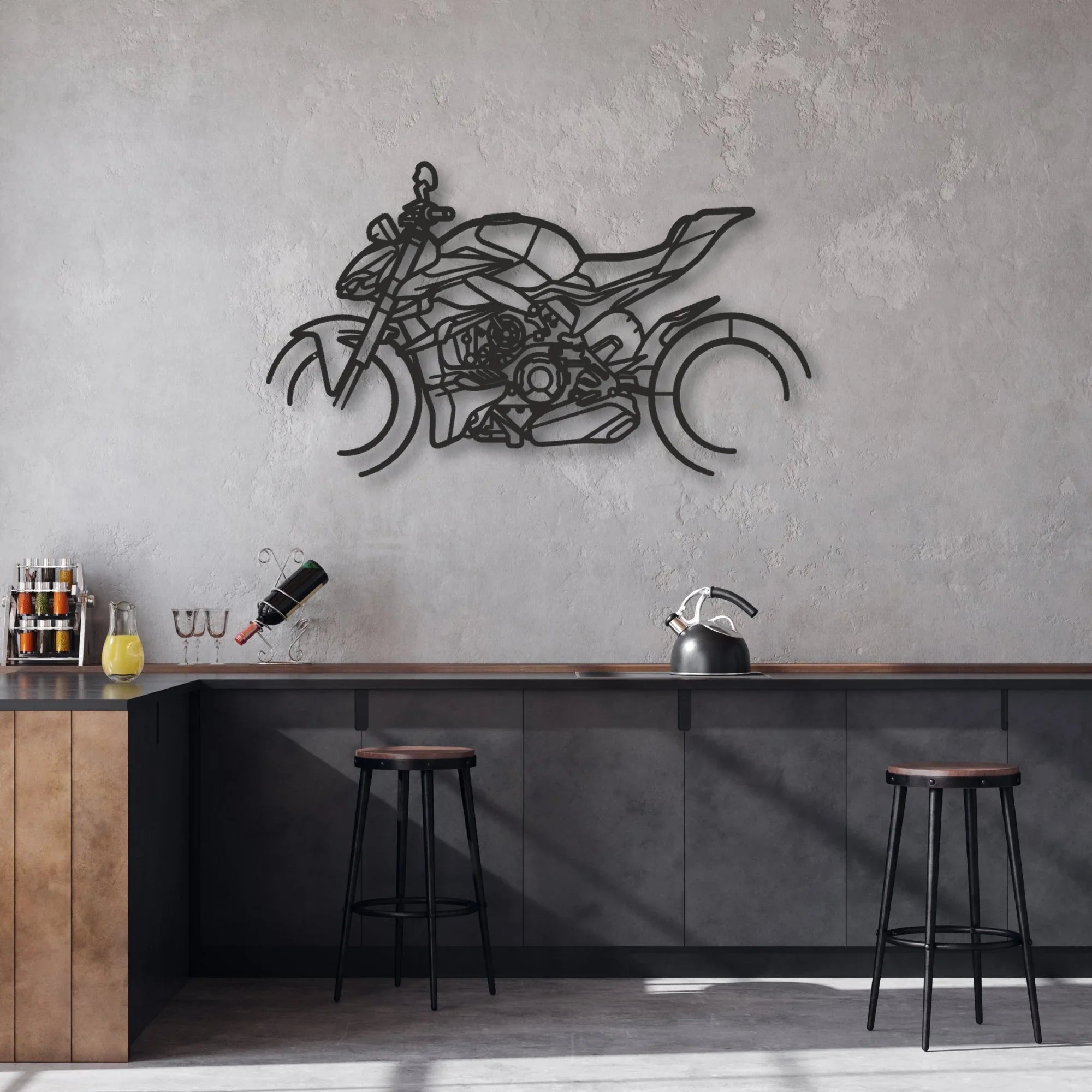 2024 Ducati Streetfighter V4 S Classic Motorcycle Silhouette Metal Wall Art - Moto Garage Decor