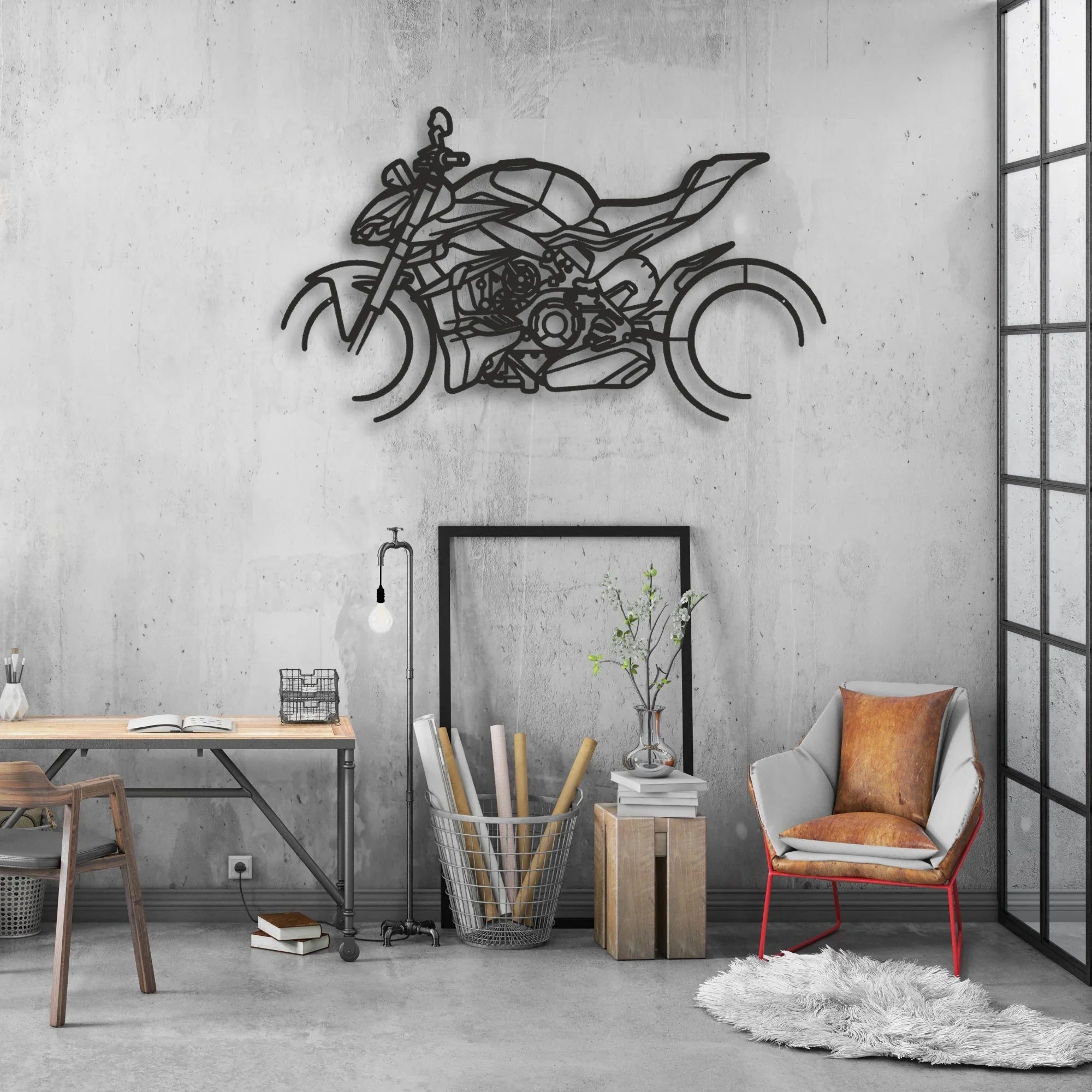 2024 Ducati Streetfighter V4 S Classic Motorcycle Silhouette Metal Wall Art - Moto Garage Decor