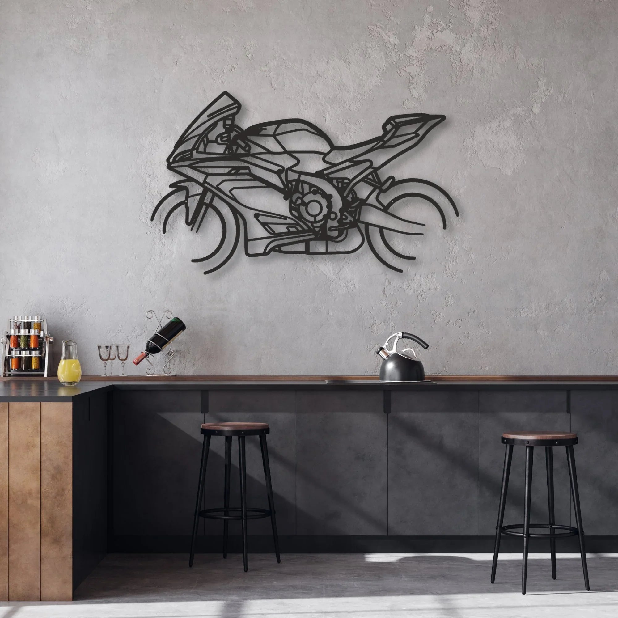 2025 Yamaha YZF-R9 Classic Motorcycle Silhouette Metal Wall Art - Moto Garage Decor