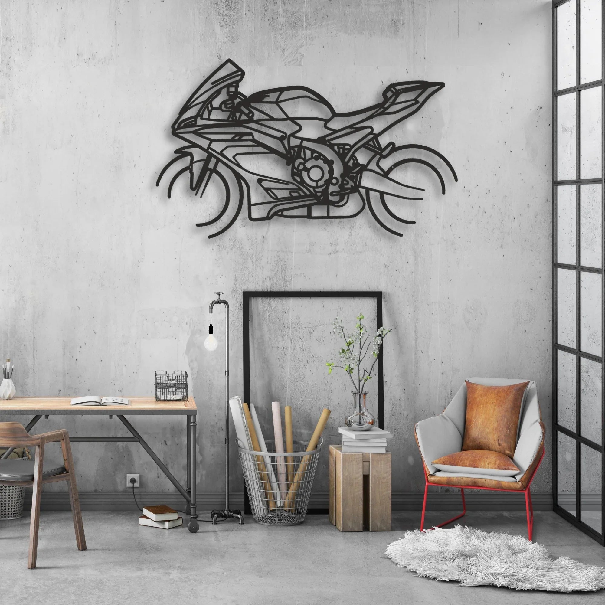 2025 Yamaha YZF-R9 Classic Motorcycle Silhouette Metal Wall Art - Moto Garage Decor