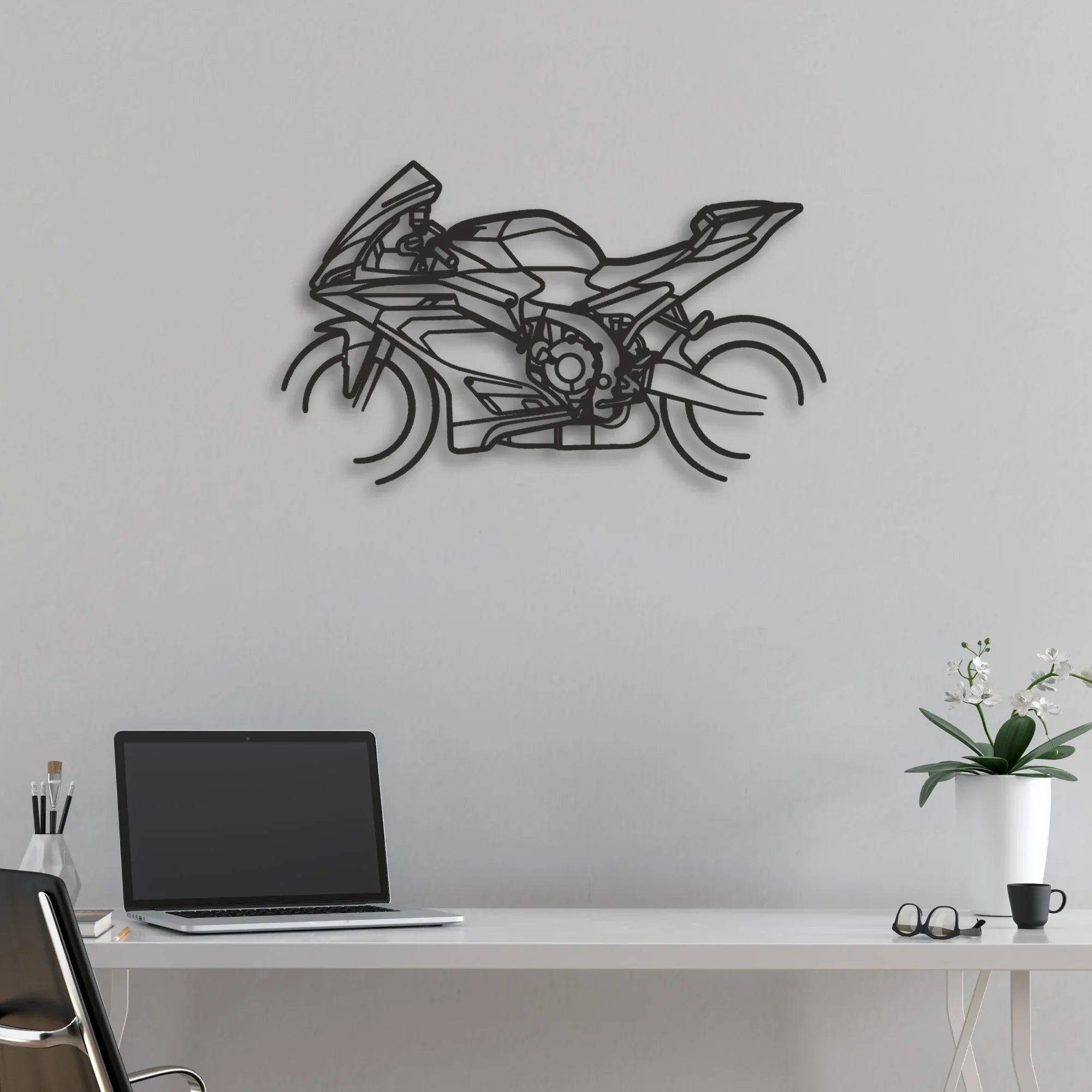 2025 Yamaha YZF-R9 Classic Motorcycle Silhouette Metal Wall Art - Moto Garage Decor