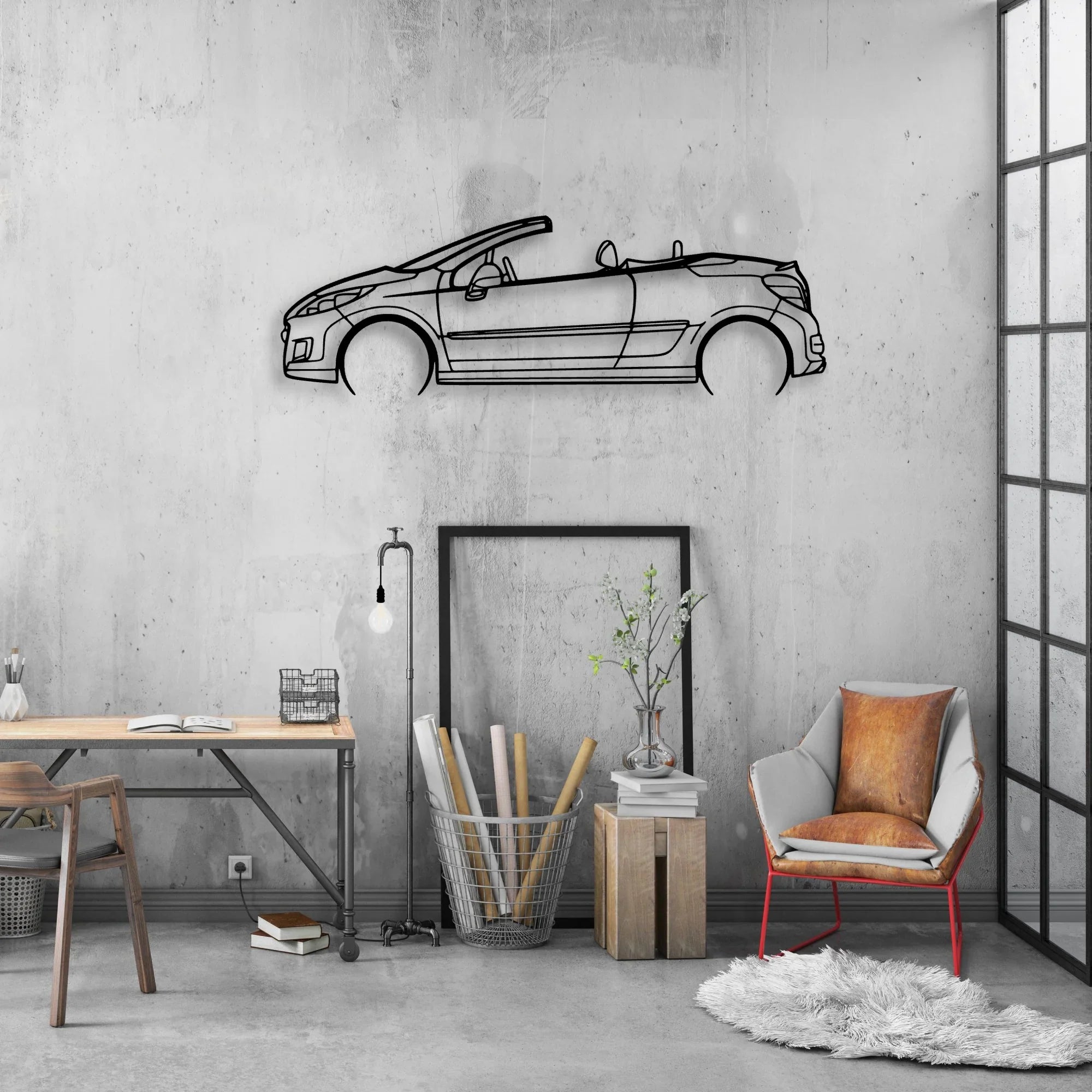 207 CC 2010 Classic Silhouette Metal Wall Art - Automotive Garage Decor