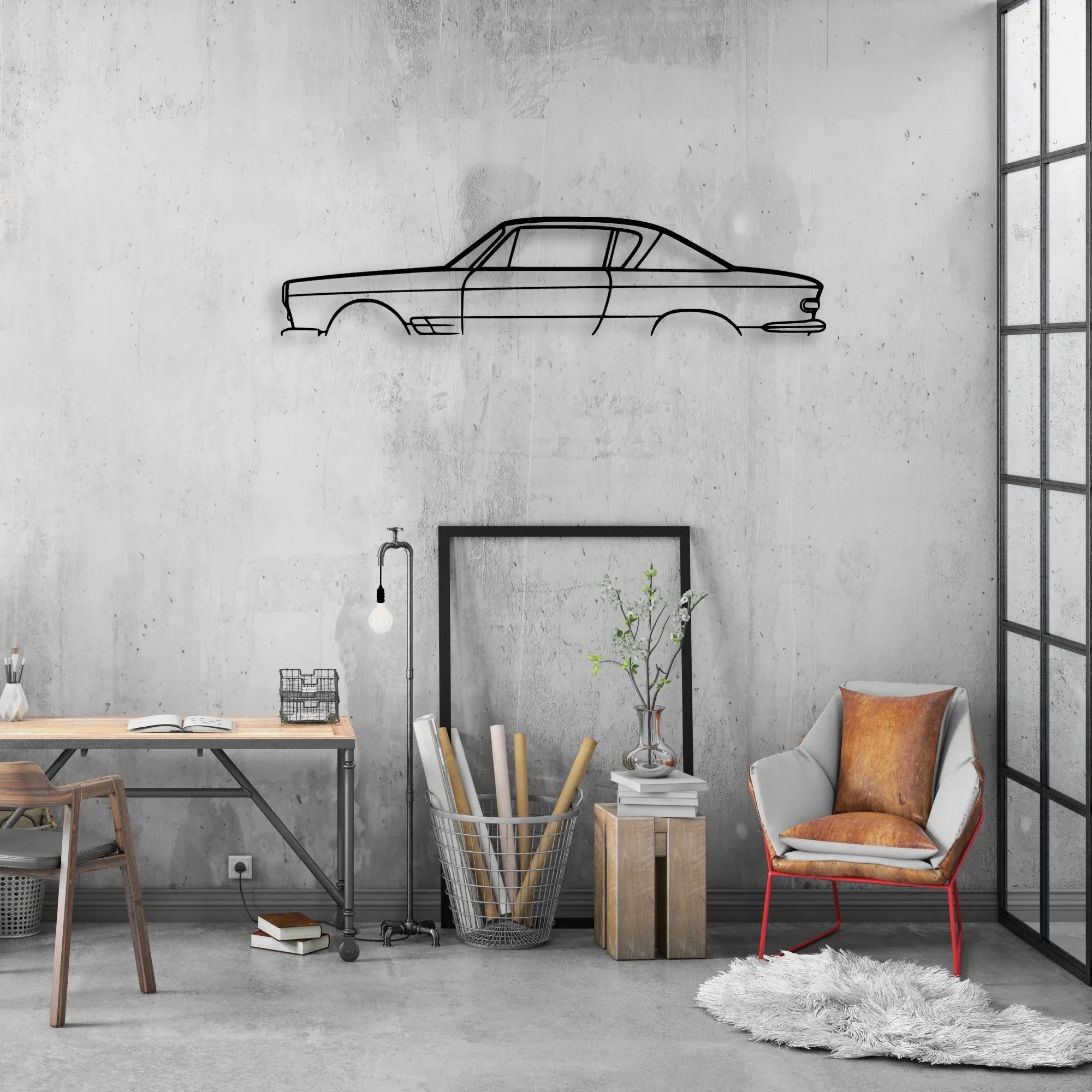 2300 1966 Classic Silhouette Metal Wall Art - Automotive Garage Decor
