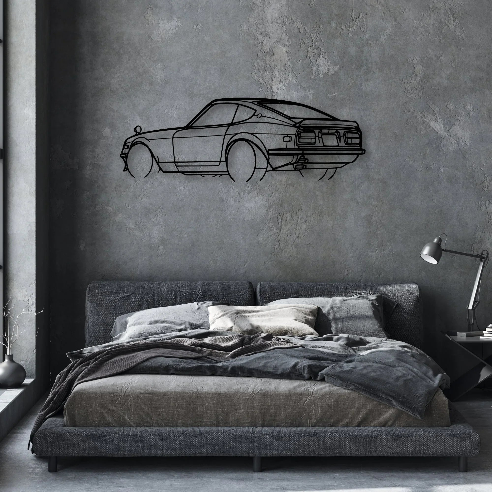 240Z 1972 Angle Classic Silhouette Metal Wall Art - Automotive Garage Decor