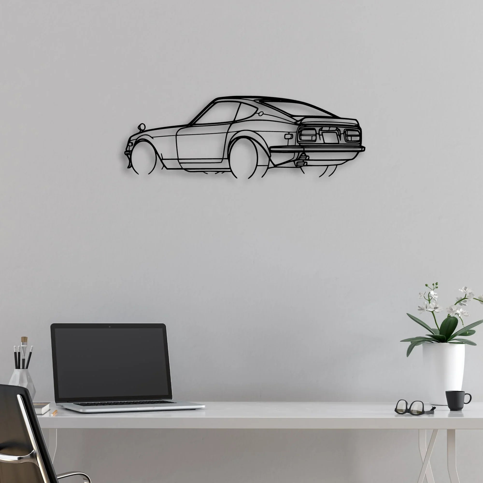 240Z 1972 Angle Classic Silhouette Metal Wall Art - Automotive Garage Decor