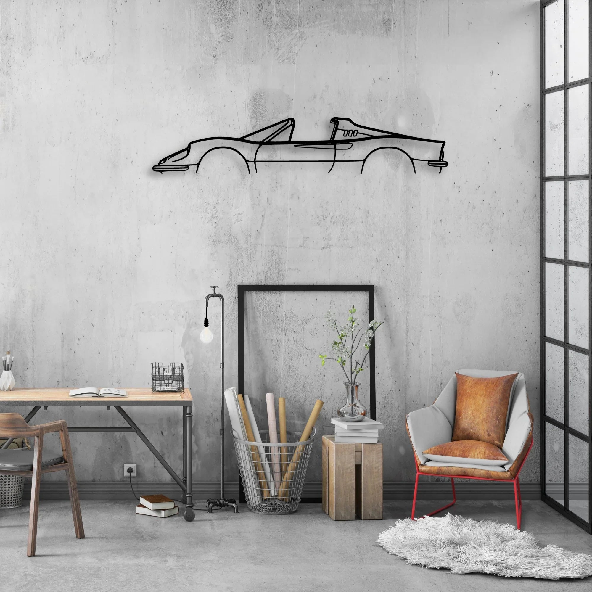 246 GTS Dino Classic Silhouette Metal Wall Art - Automotive Garage Decor