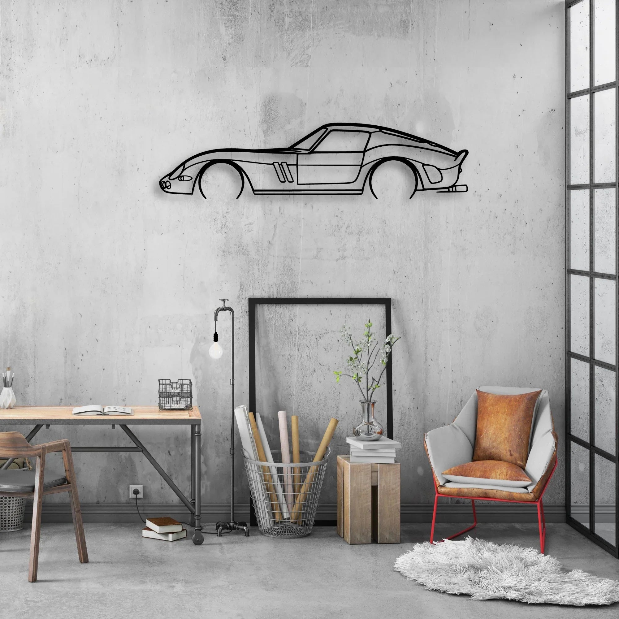 250 GTO 1965 2 Classic Silhouette Metal Wall Art - Automotive Garage Decor