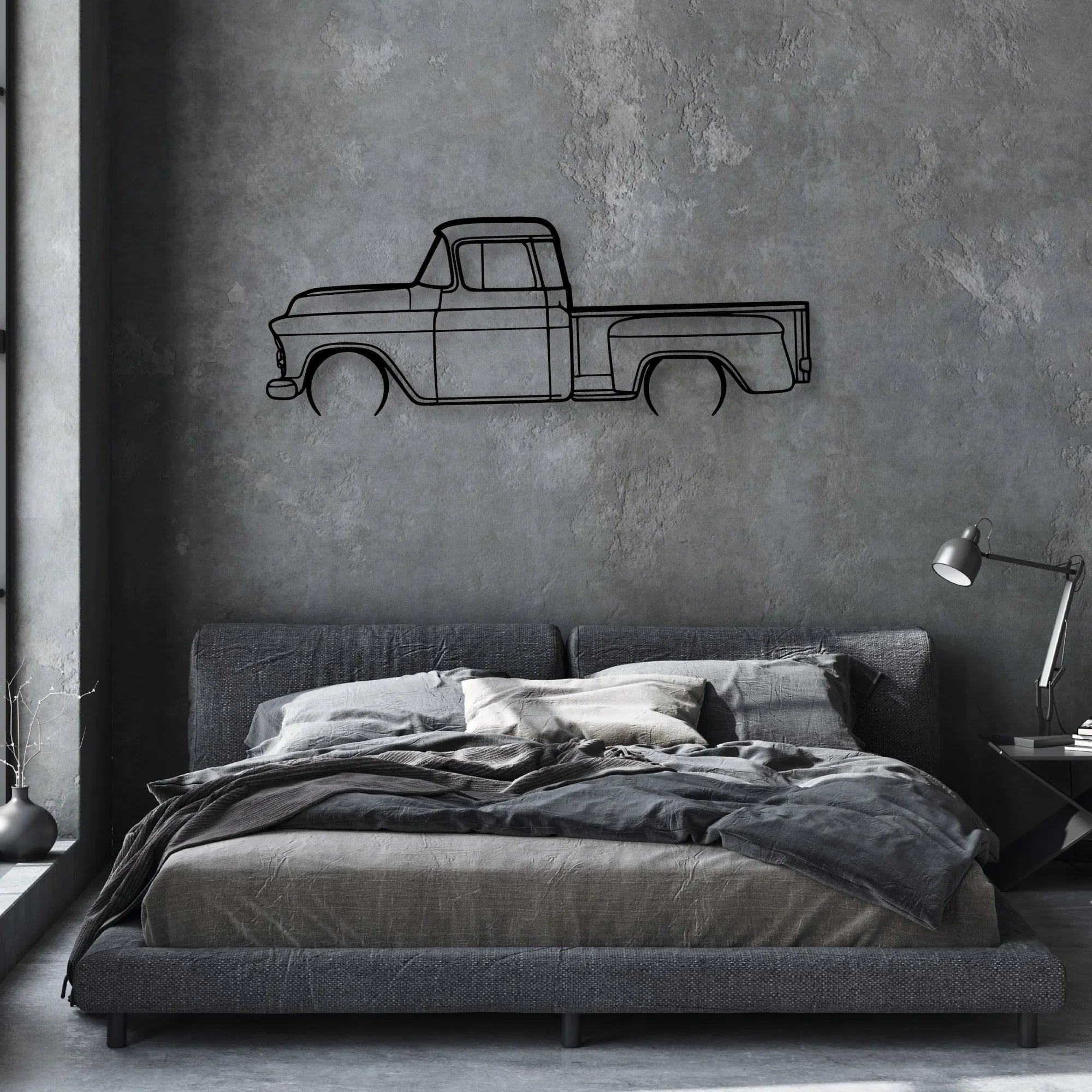 3100 1957 2 Classic Silhouette Metal Wall Art - Automotive Garage Decor