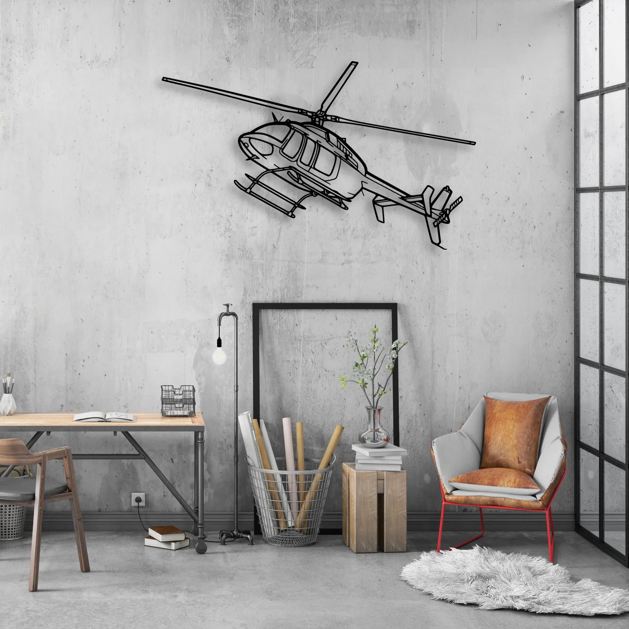407GX Classic Aircraft Silhouette Metal Wall Art - Aviation Hangar Decor