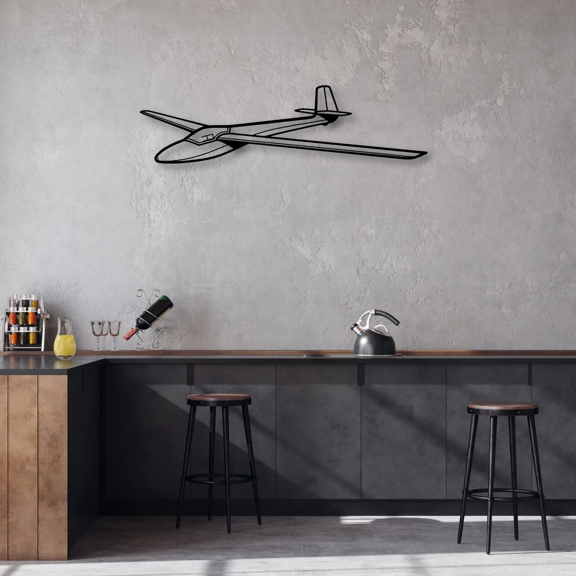 421C 2 Classic Aircraft Silhouette Metal Wall Art - Aviation Hangar Decor