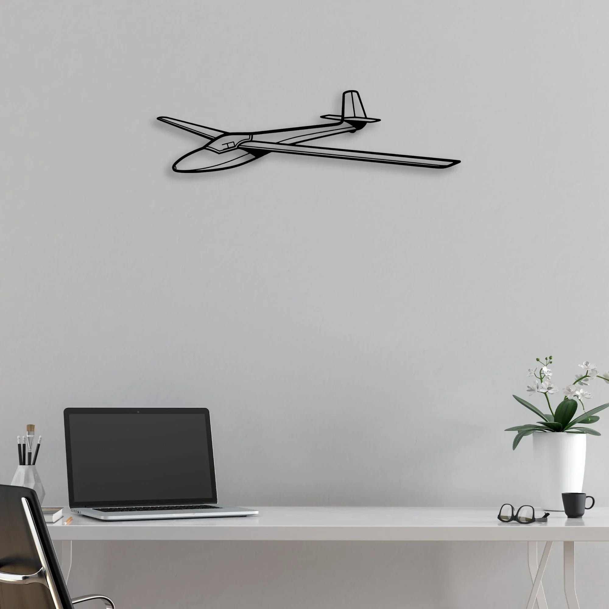 421C 2 Classic Aircraft Silhouette Metal Wall Art - Aviation Hangar Decor