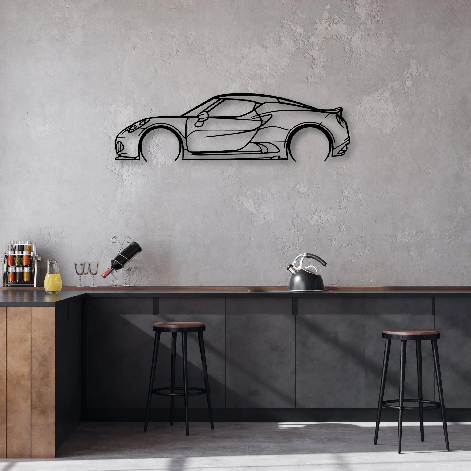 4C Classic Silhouette Metal Wall Art - Automotive Garage Decor