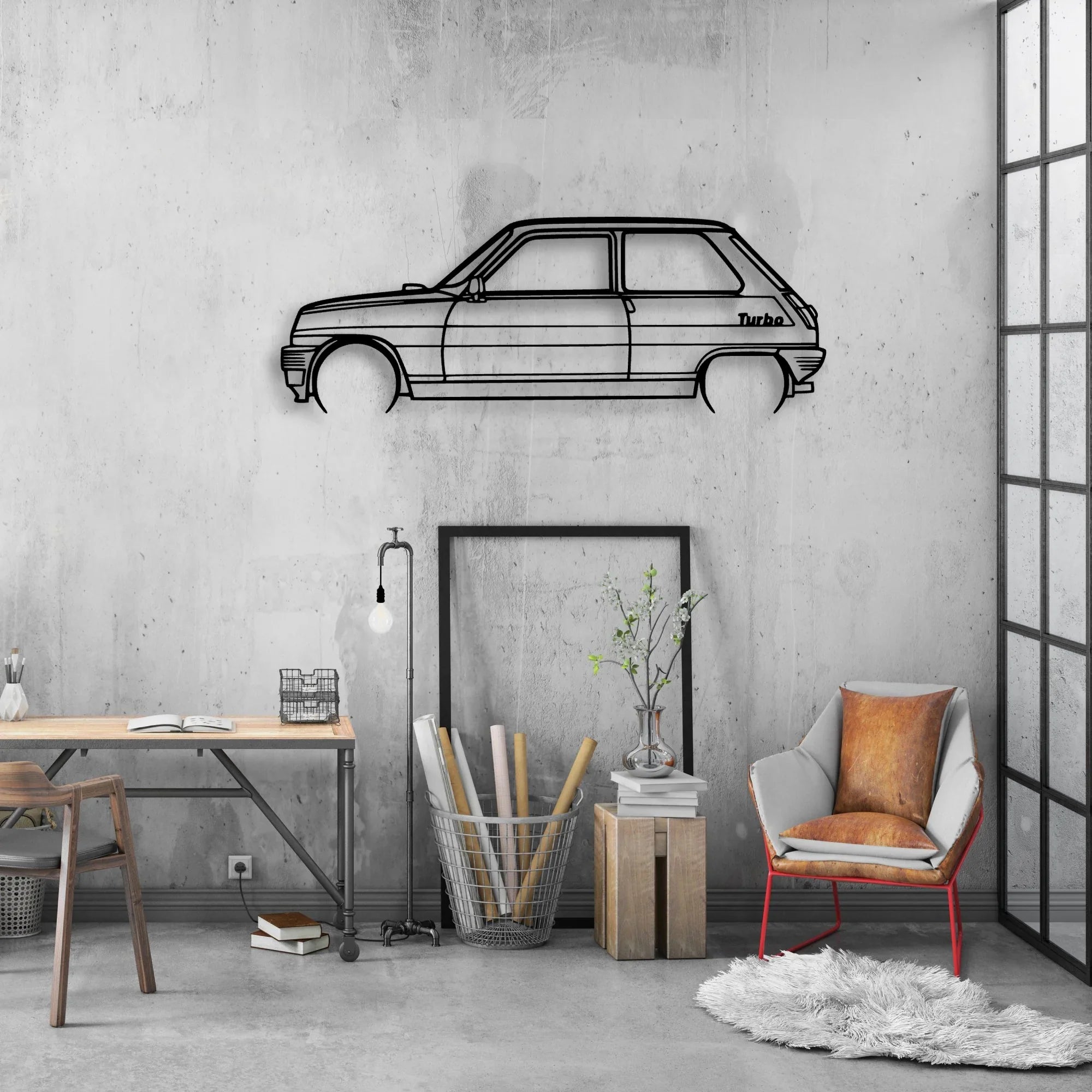 5 Alpine Turbo 1983 Classic Silhouette Metal Wall Art - Automotive Garage Decor