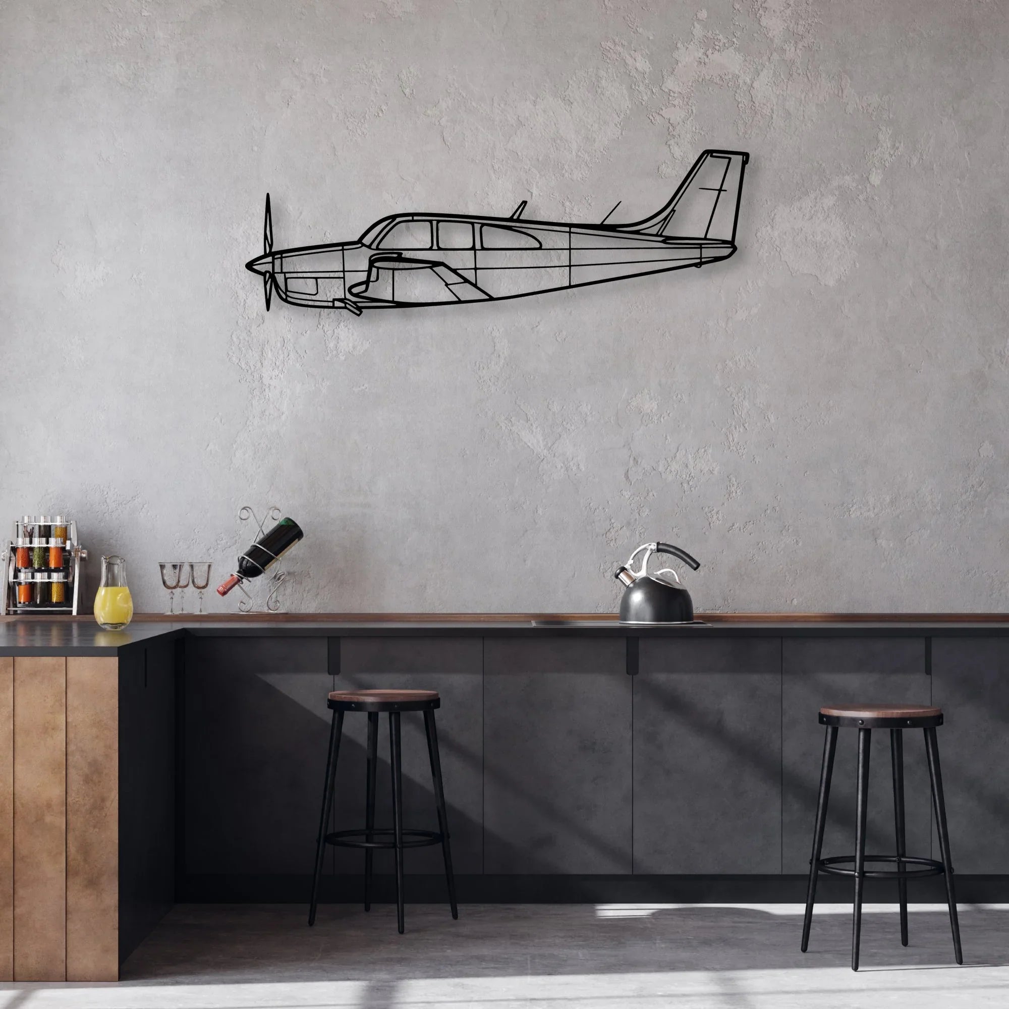 600M SLS-2 Classic Aircraft Silhouette Metal Wall Art - Aviation Hangar Decor