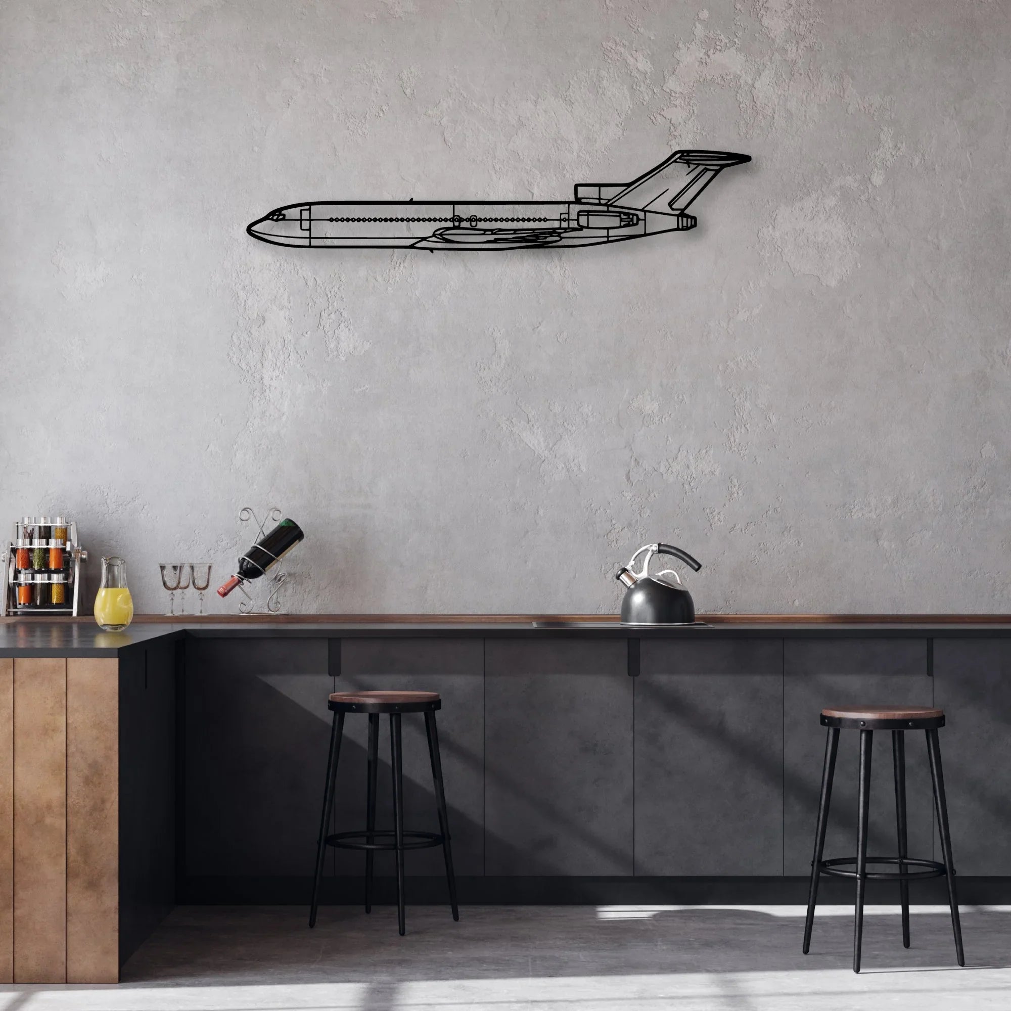 727 Classic Aircraft Silhouette Metal Wall Art - Aviation Hangar Decor