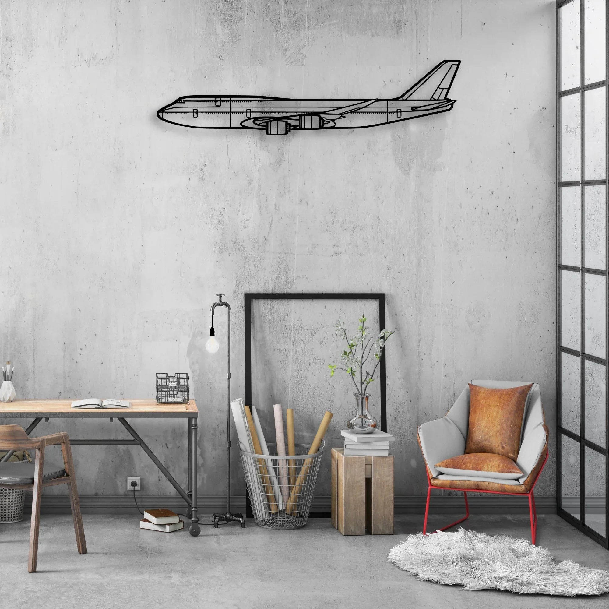 747 400F Classic Aircraft Silhouette Metal Wall Art - Aviation Hangar Decor