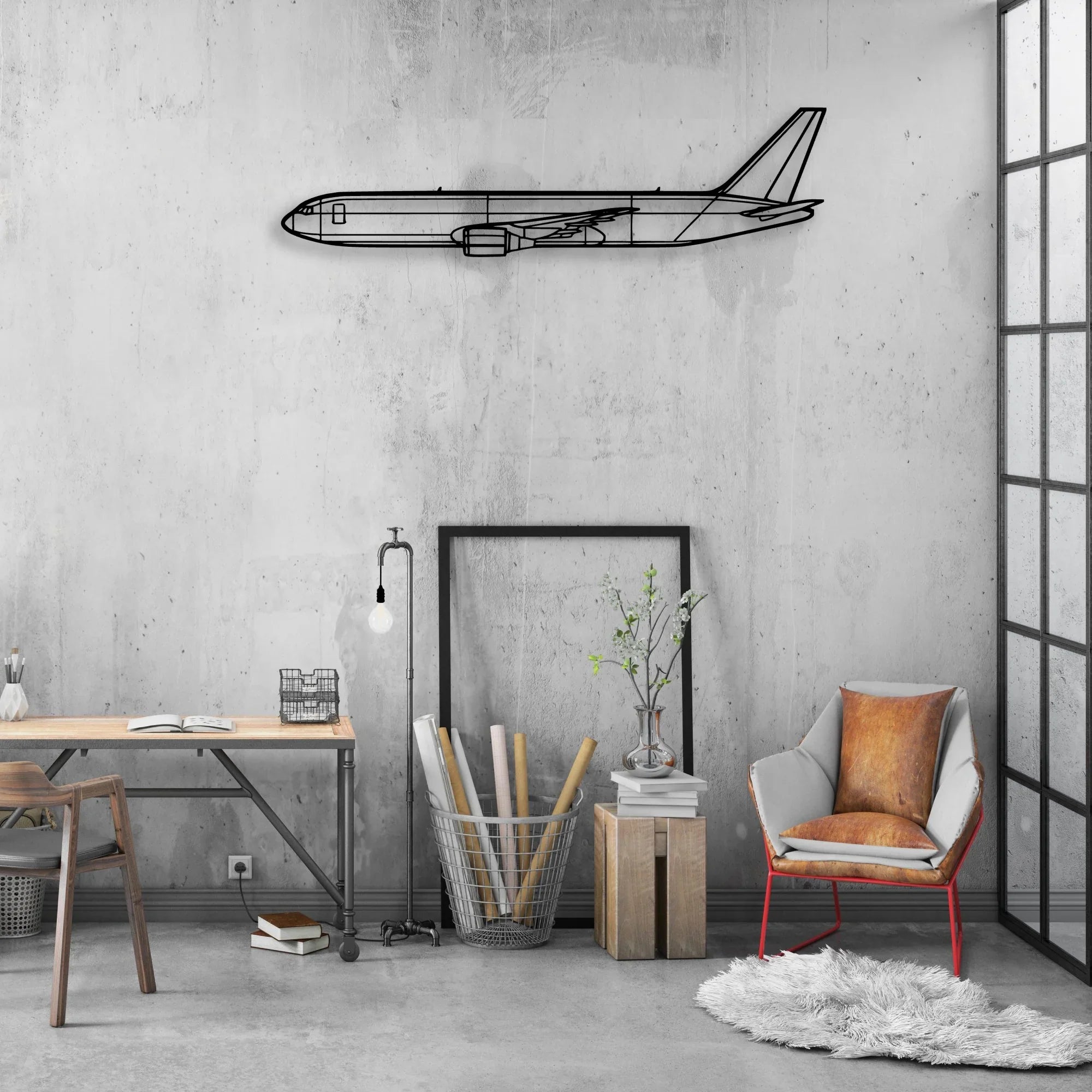 767 300F 2 Classic Aircraft Silhouette Metal Wall Art - Aviation Hangar Decor
