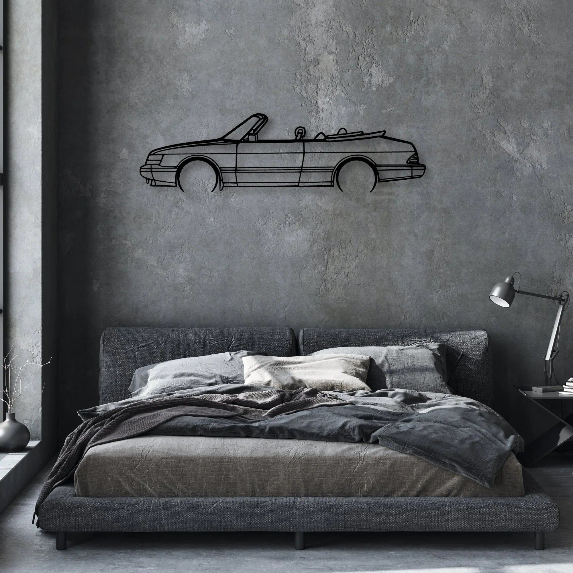 900 Convertible 1990 Classic Silhouette Metal Wall Art - Automotive Garage Decor