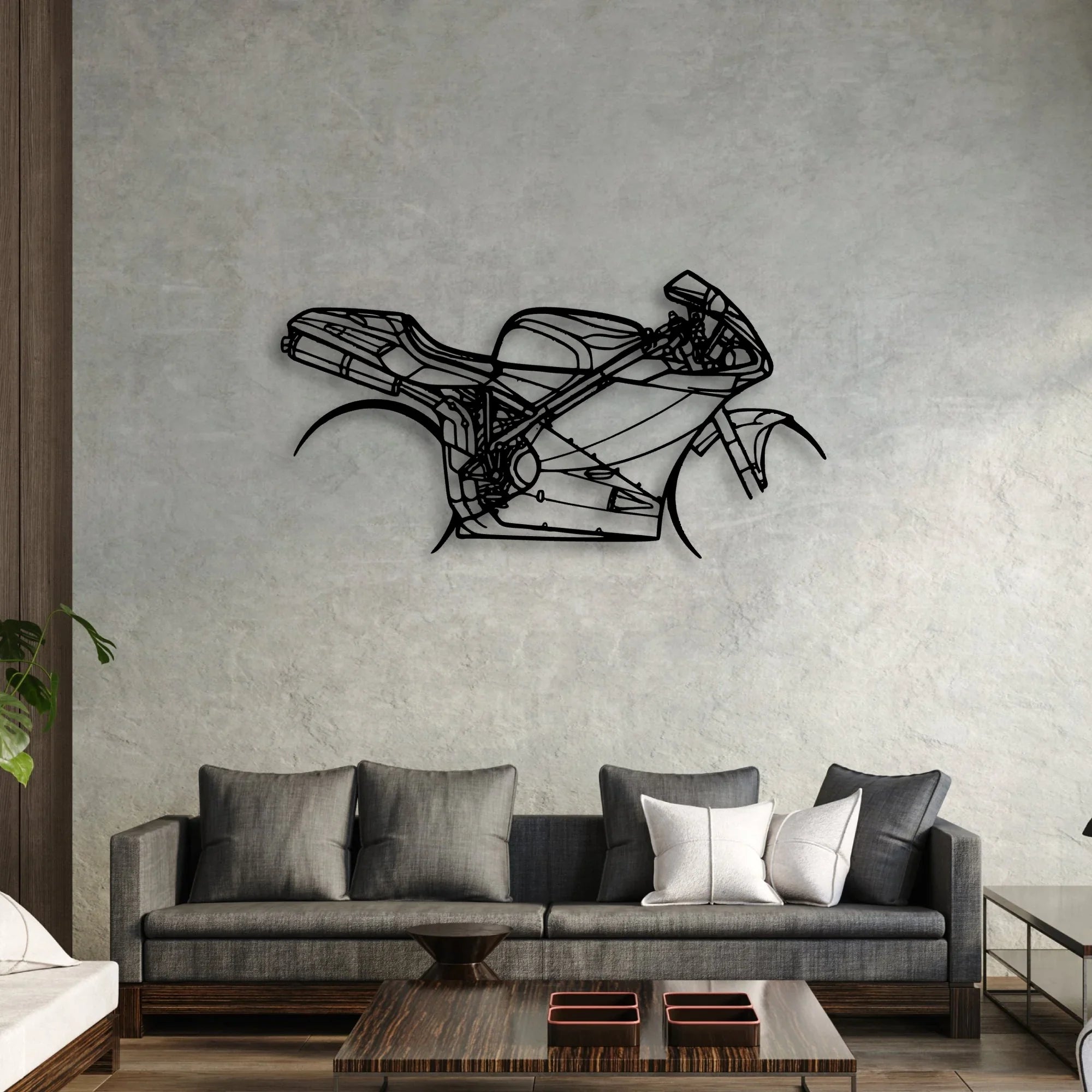 996S 2001 Classic Motorcycle Silhouette Metal Wall Art - Moto Garage Decor
