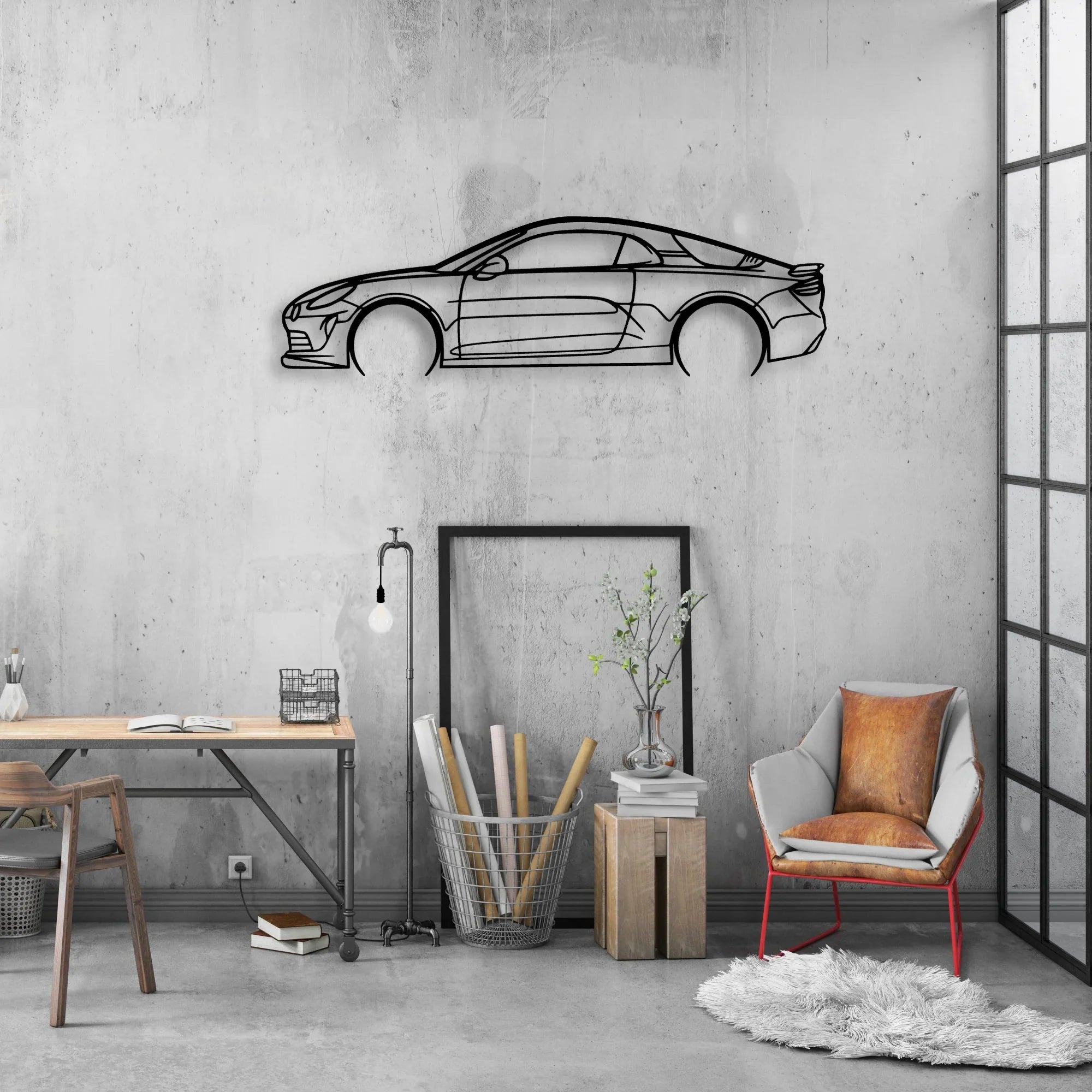 A110 2 Classic Silhouette Metal Wall Art - Automotive Garage Decor