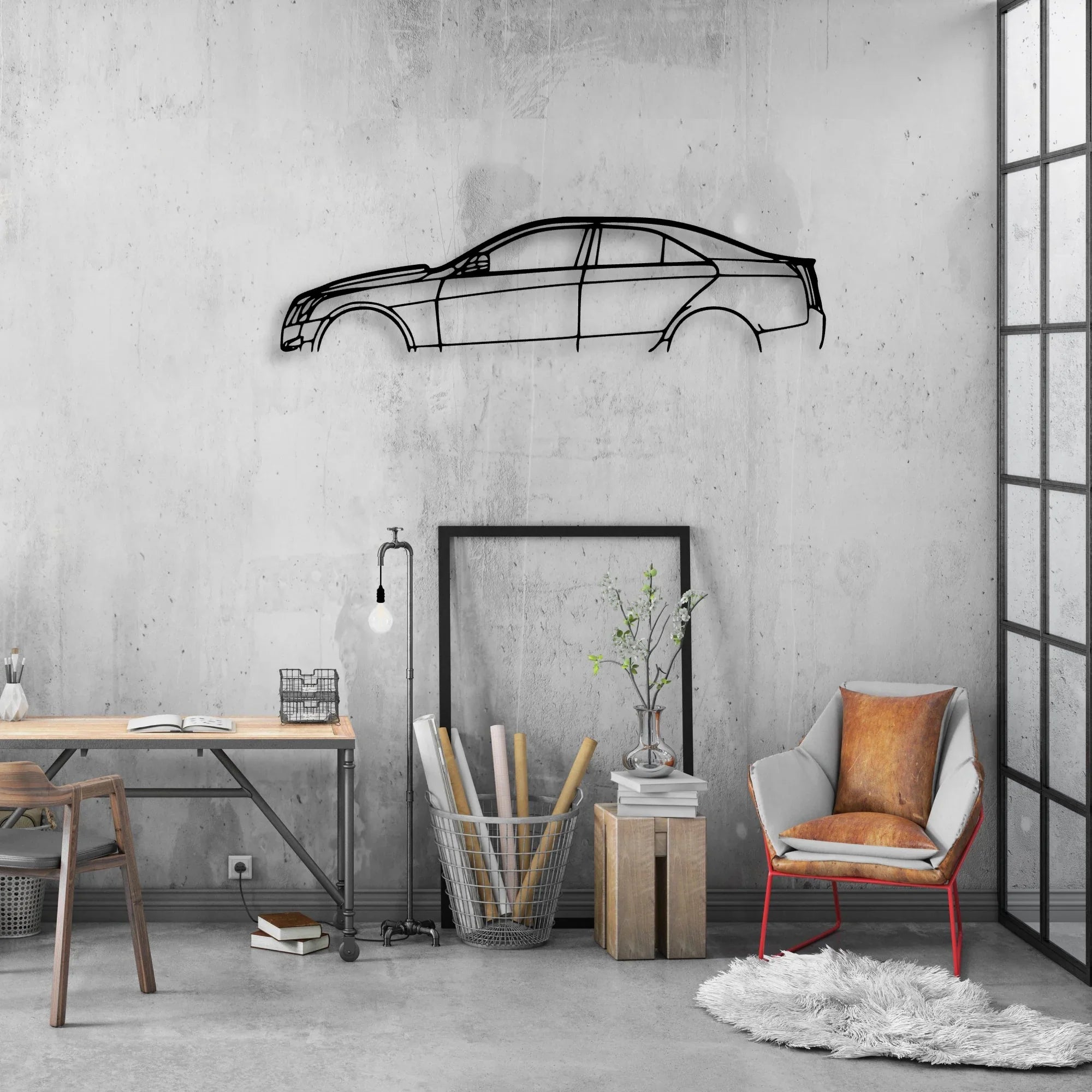 A V-Sport 2015 Classic Silhouette Metal Wall Art - Automotive Garage Decor